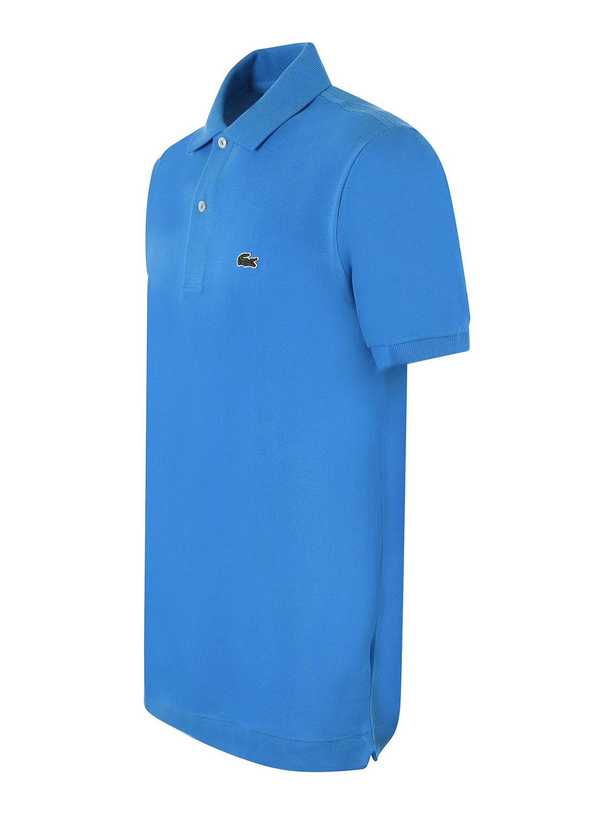 Shop Lacoste Logo Embroidered Cotton Polo In Light Blue