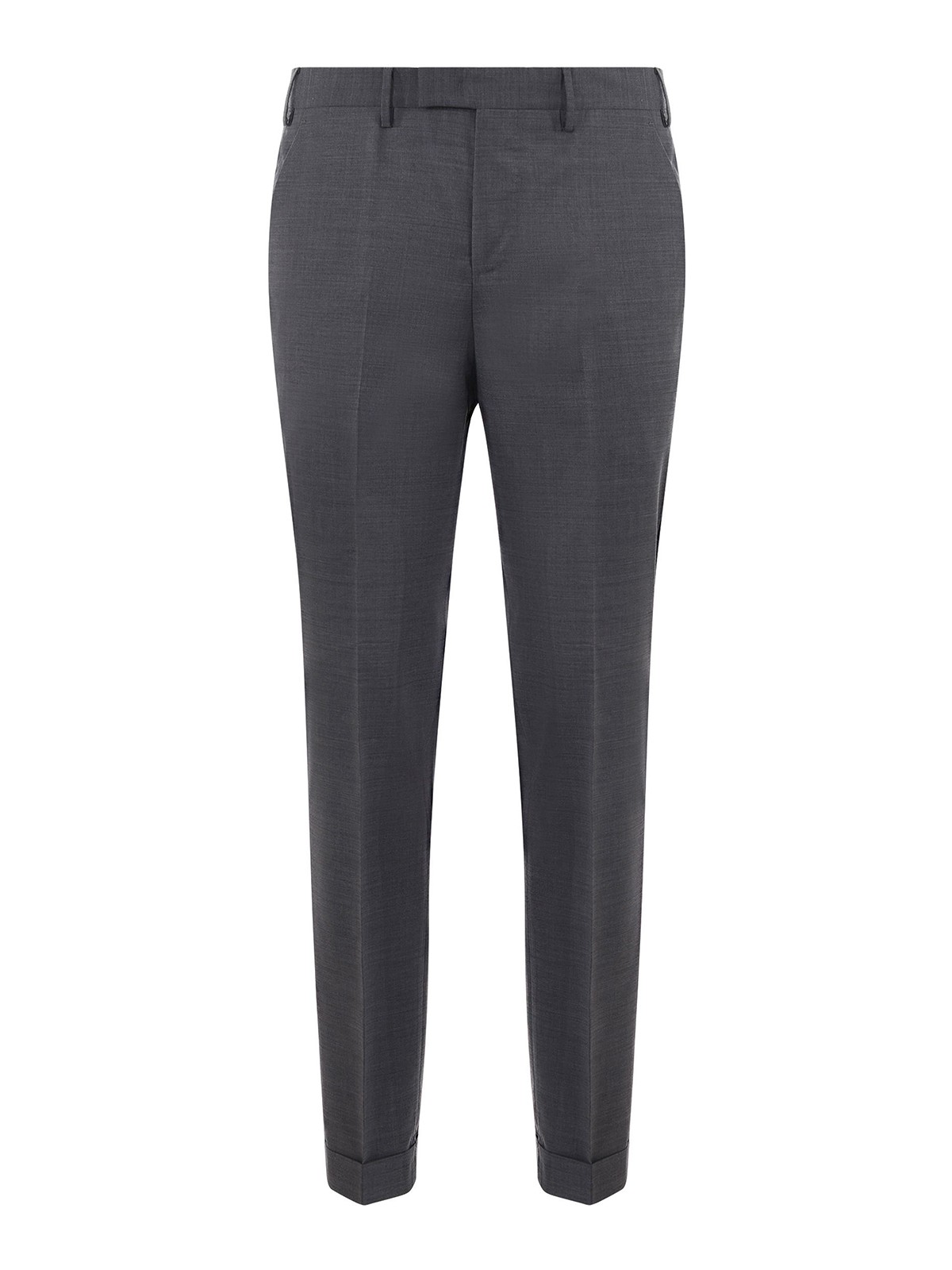 Pt Torino Wool Trousers With Concealead Closure In Grey