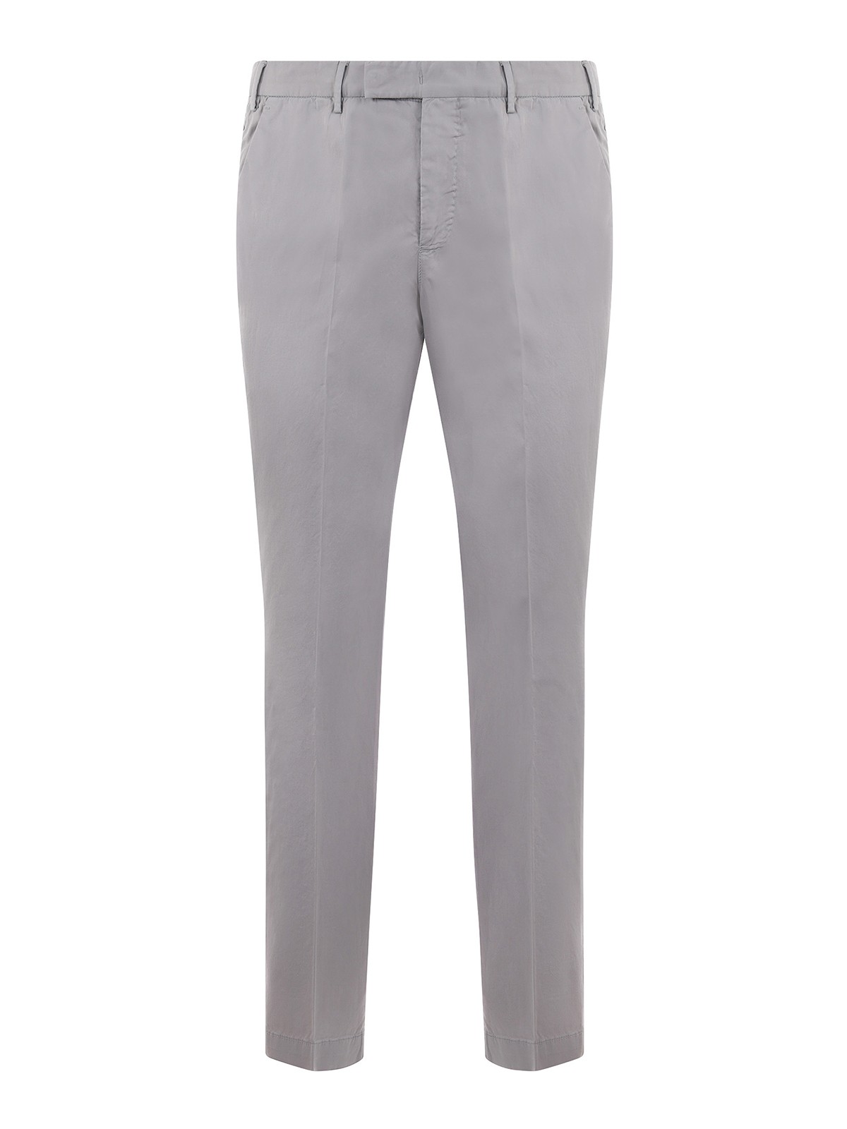Pt Torino Cotton Trousers With Concealead Closure In Light Grey