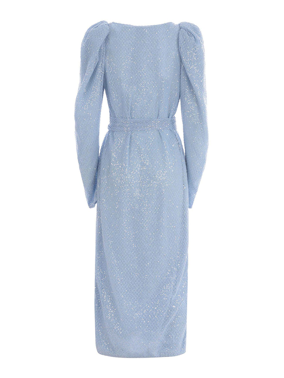 Shop Rotate Birger Christensen Wraped Long Dress With Sequins In Azul Claro