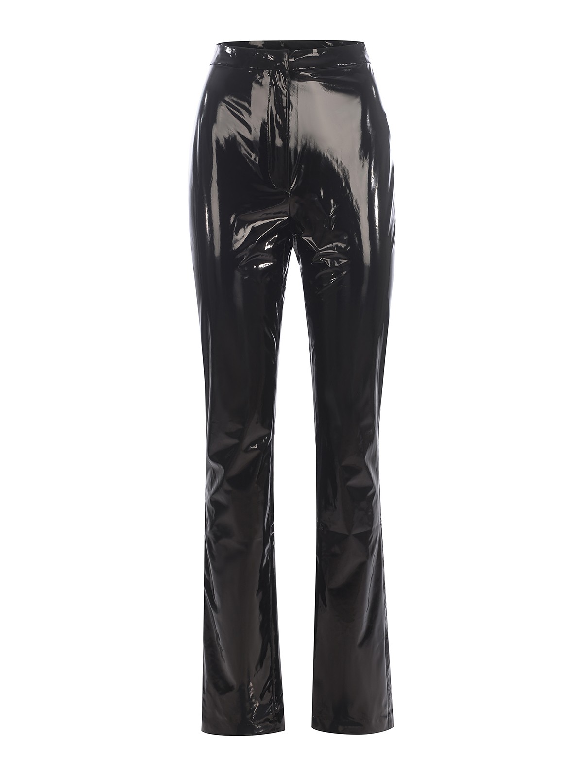 Rotate Birger Christensen Hight Waisted Vynil Trousers In Black