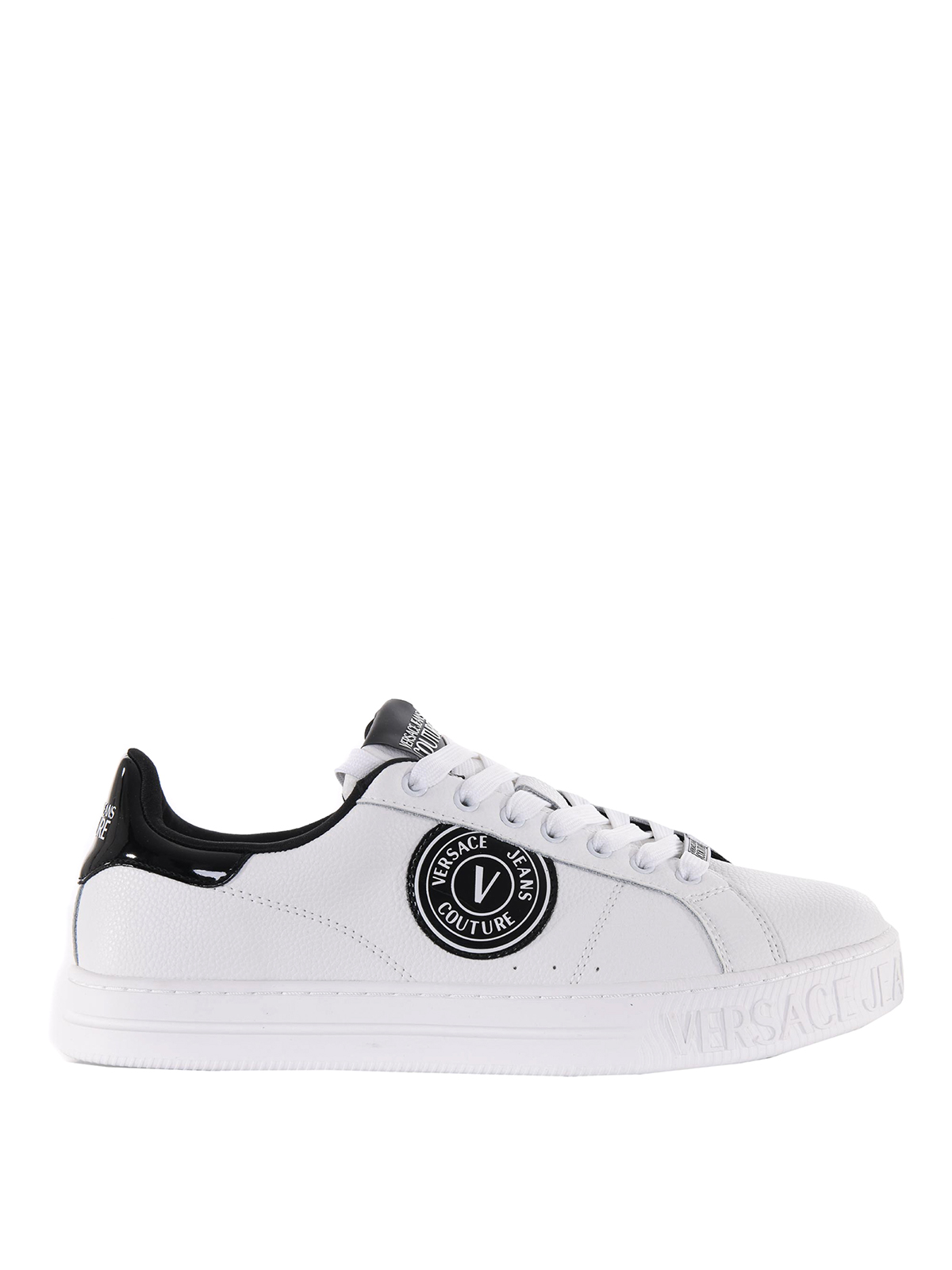VERSACE JEANS COUTURE GRAINED LEATHER SNEAKERS WITH LOGO