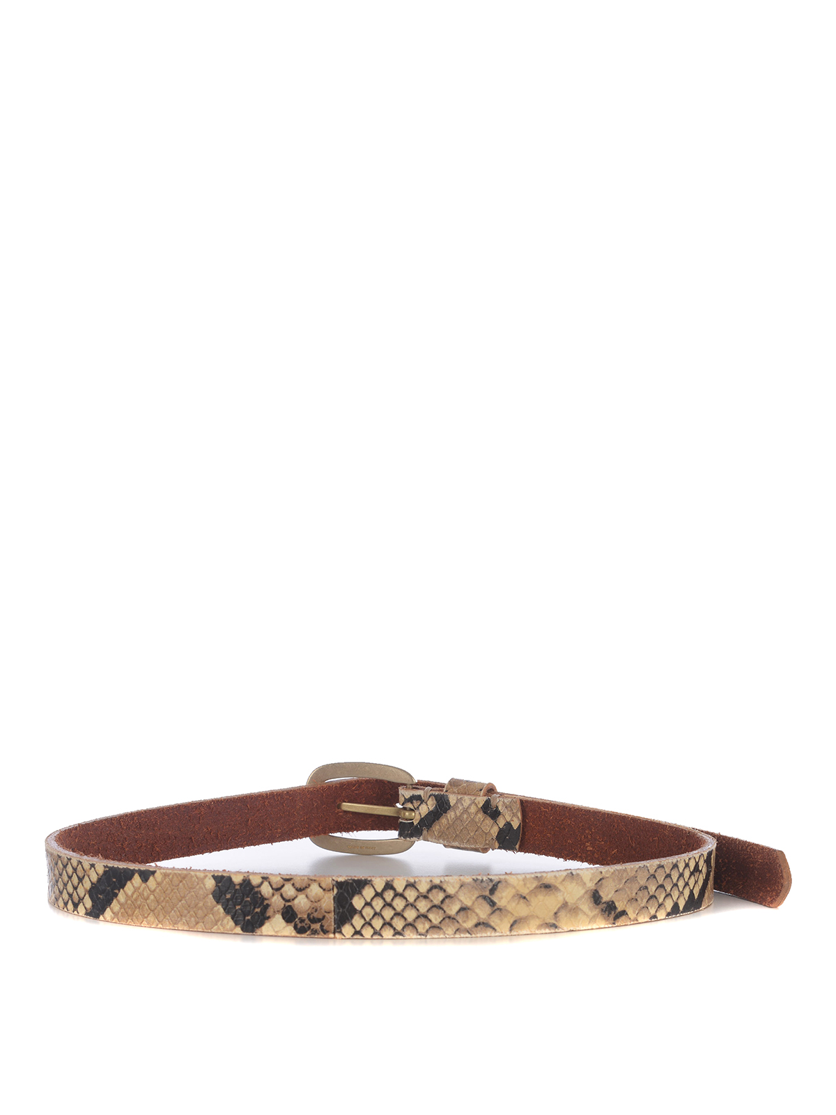 Shop Golden Goose Python Effect Leather Belt In Animal Print
