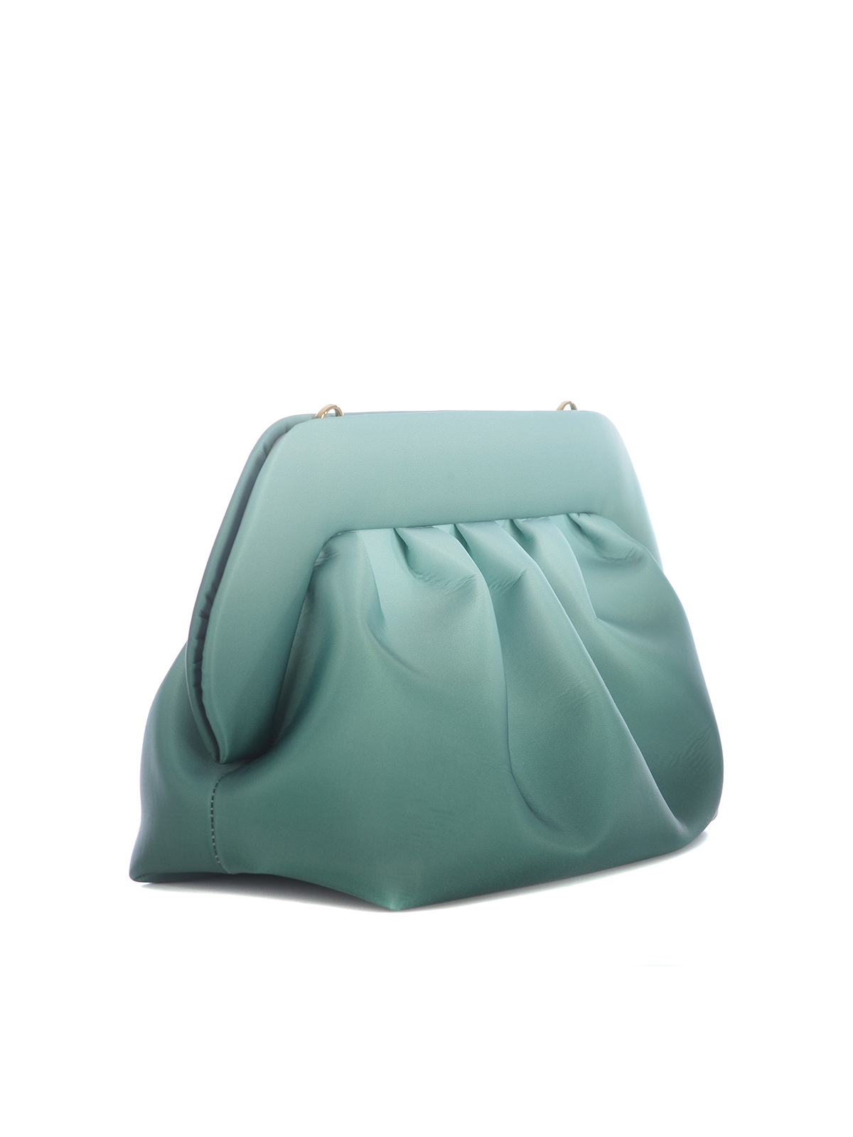 Shop Themoirè Faux Leather Clutch With Magnetic Closure In Light Blue