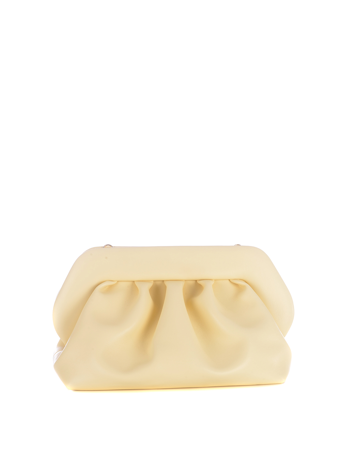 Themoirè Faux Leather Clutch With Magnetic Closure In Yellow