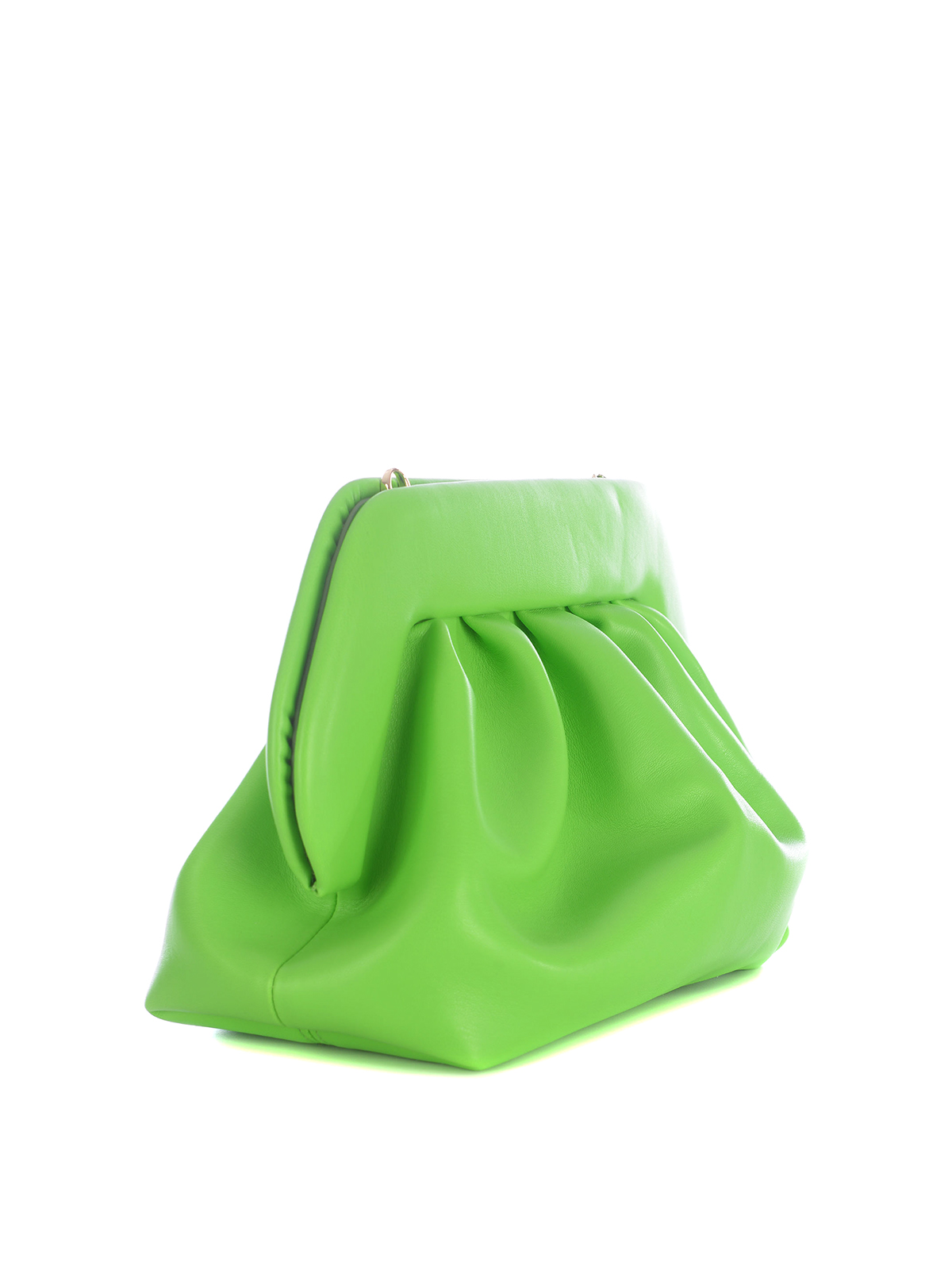 Shop Themoirè Faux Leather Clutch With Magnetic Closure In Green