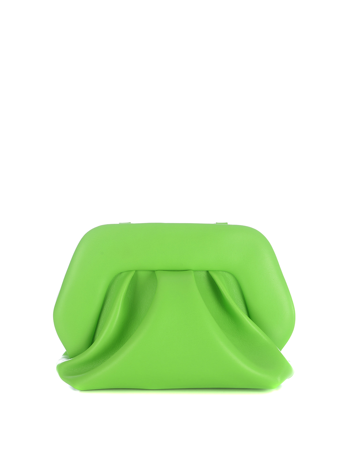 Themoirè Faux Leather Clutch With Magnetic Closure In Green