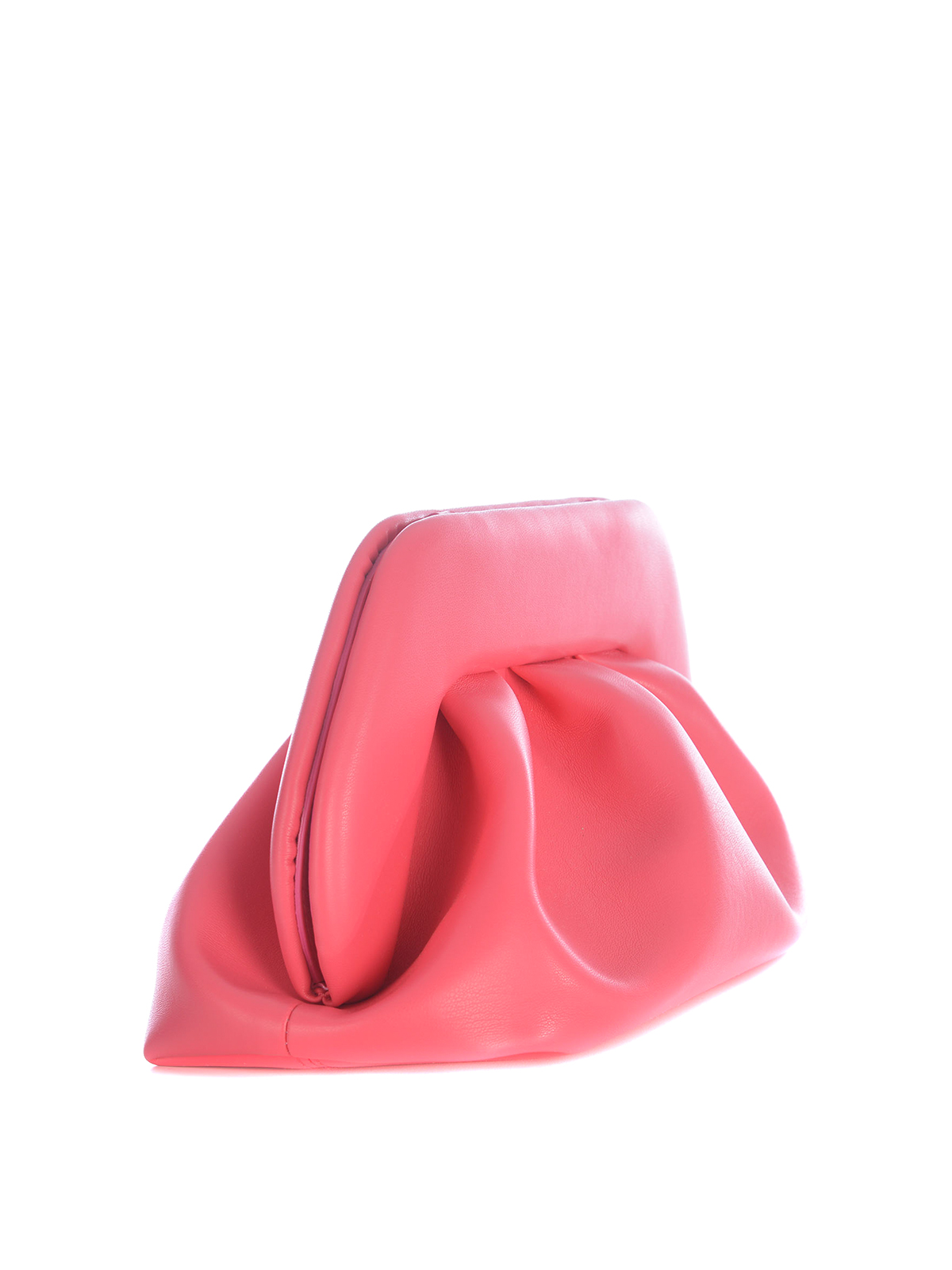 Shop Themoirè Faux Leather Clutch With Magnetic Closure In Pink