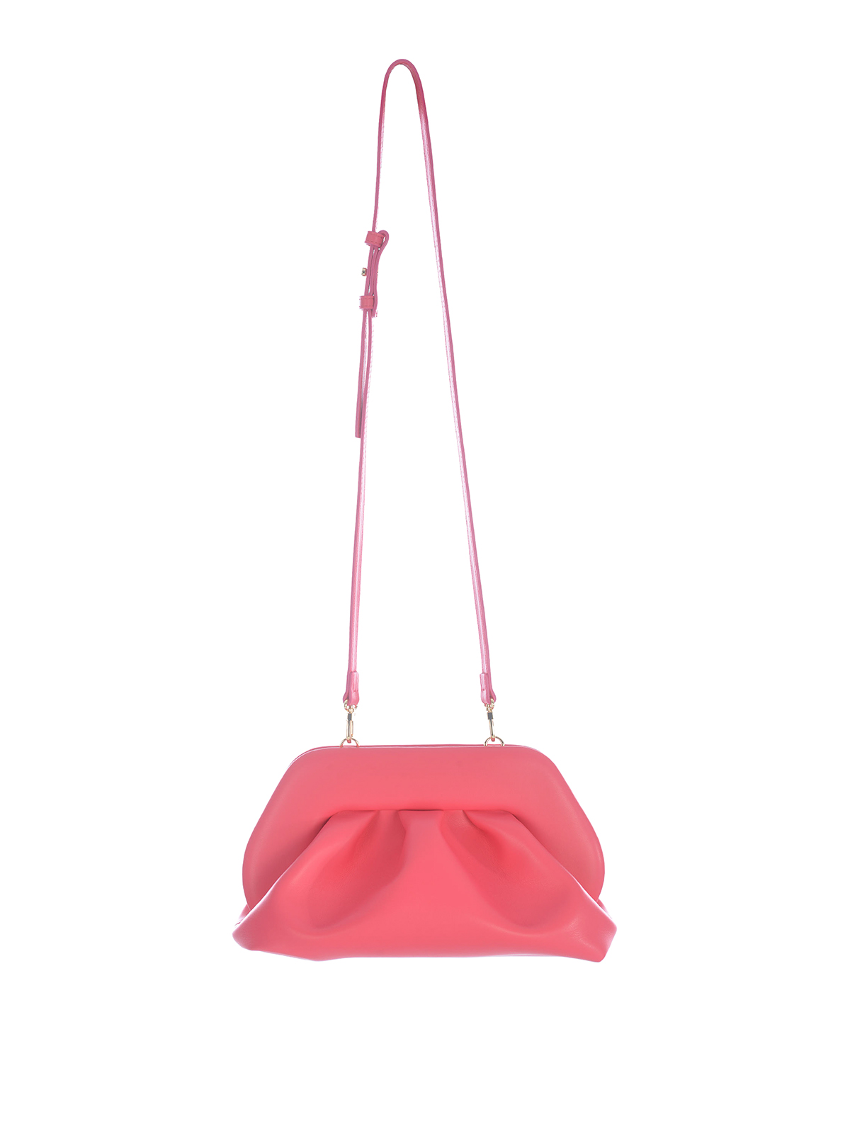 Shop Themoirè Faux Leather Clutch With Magnetic Closure In Pink