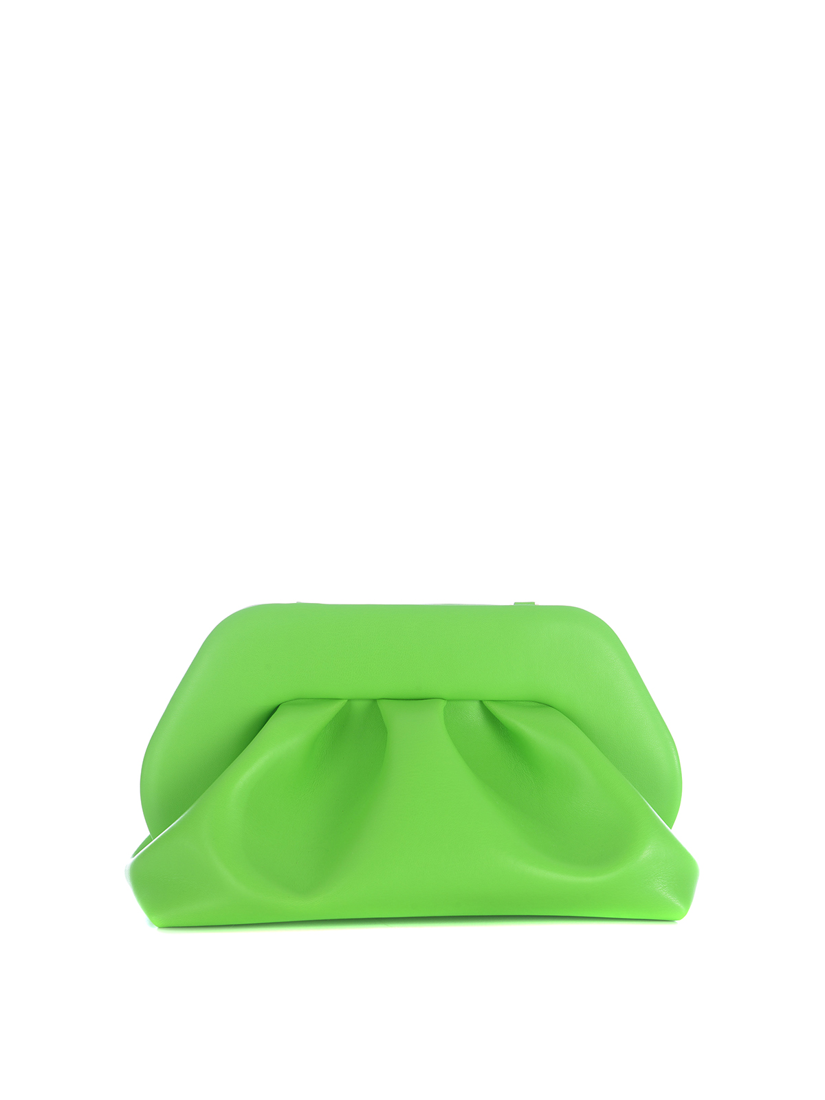 Themoirè Faux Leather Clutch With Magnetic Closure In Green