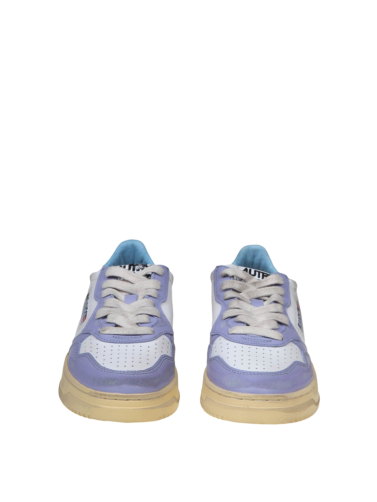 Shop Autry Vintage Effect Leather Trainers In Multicolor