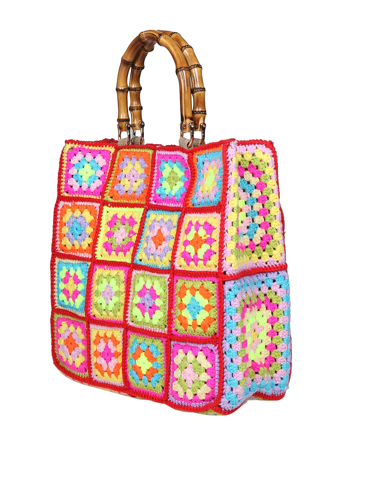 La Milanesa Crochet bag with bamboo handles - Pink - Women|XC2R