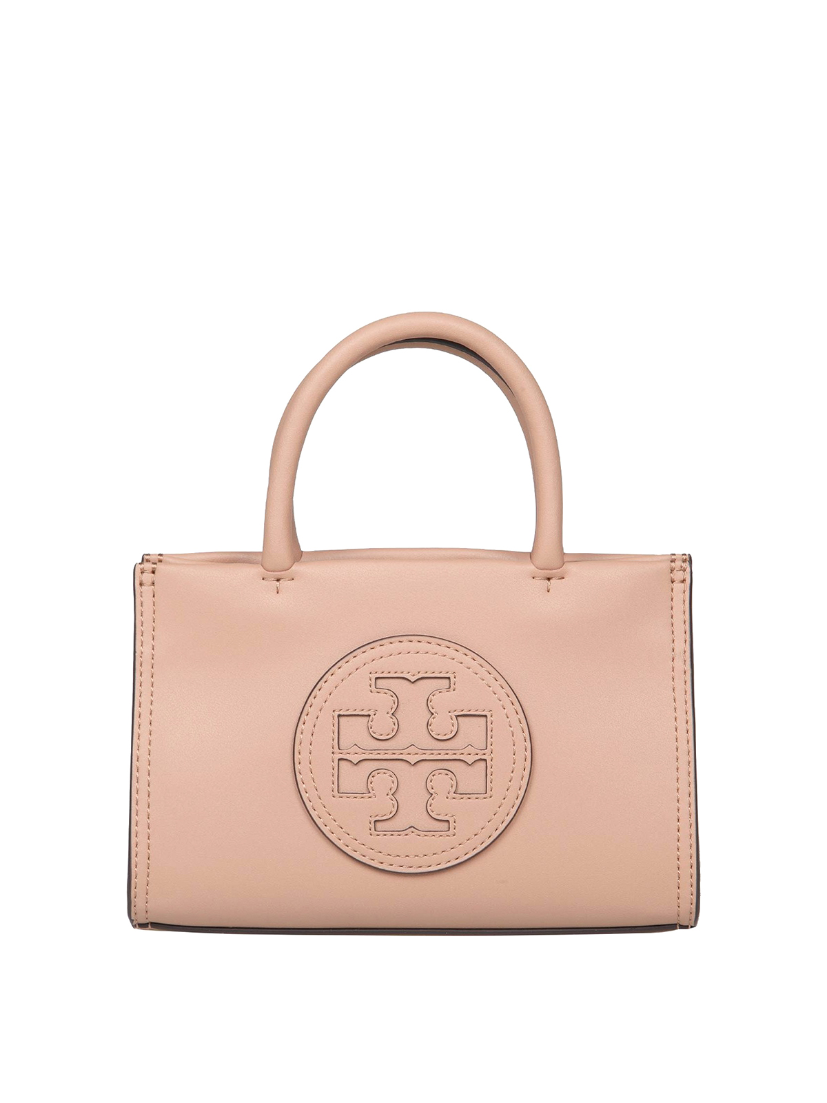 Tory Burch Ella Leather Bag With Front Logo In Pink