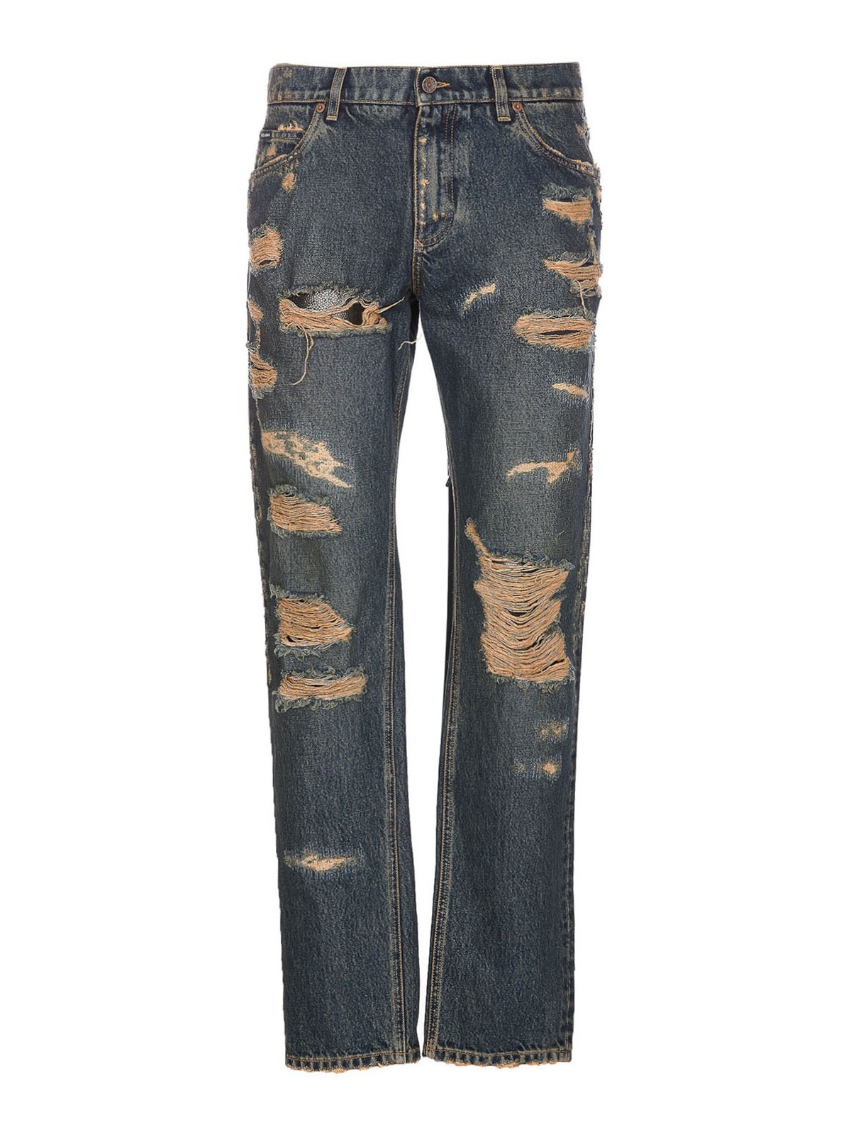 Straight leg jeans Dolce Gabbana Distressed jeans with logo