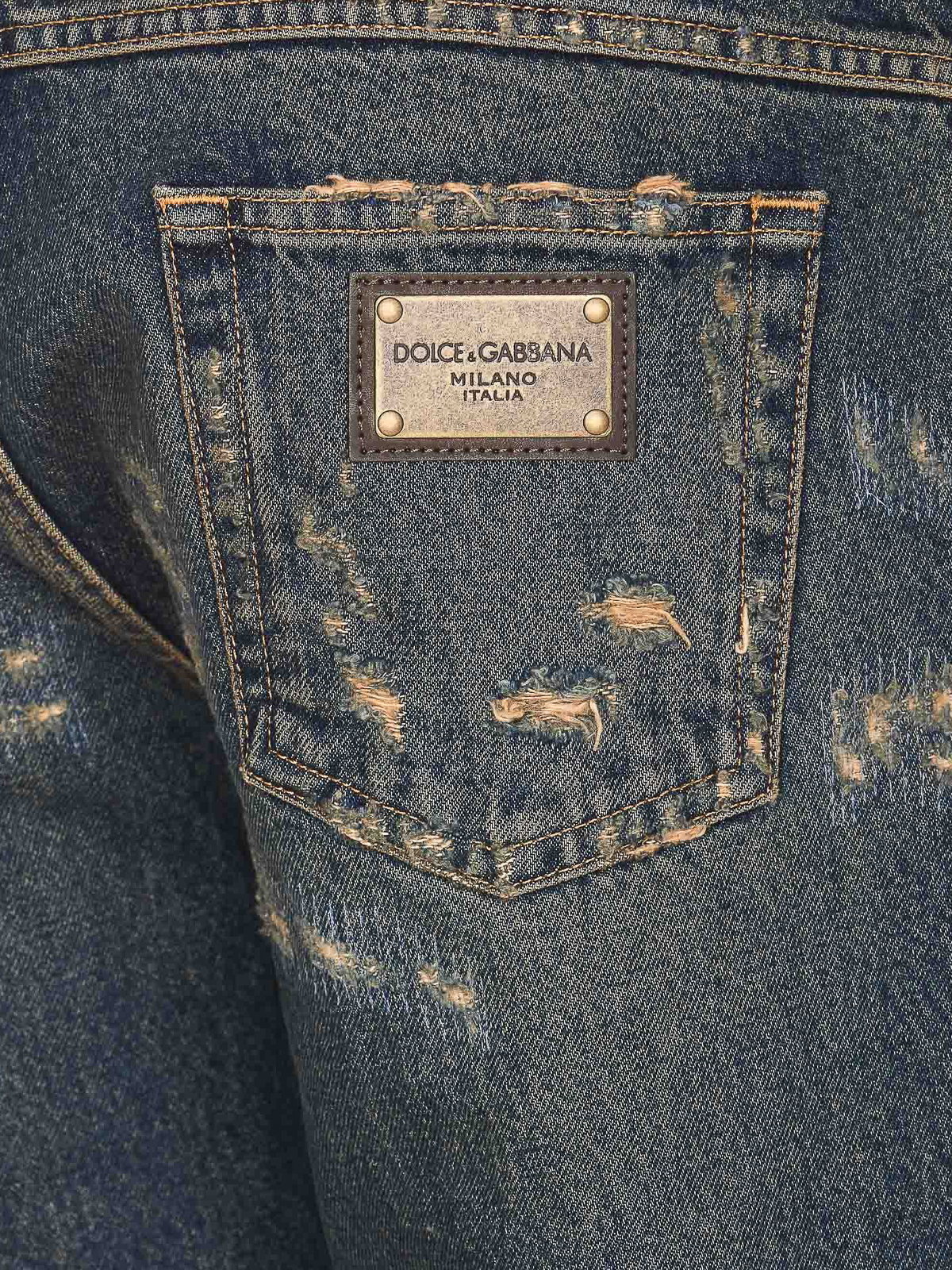 Dolce & Gabbana Distressed jeans with logo - Men|GYJCCDG8IS0S9001