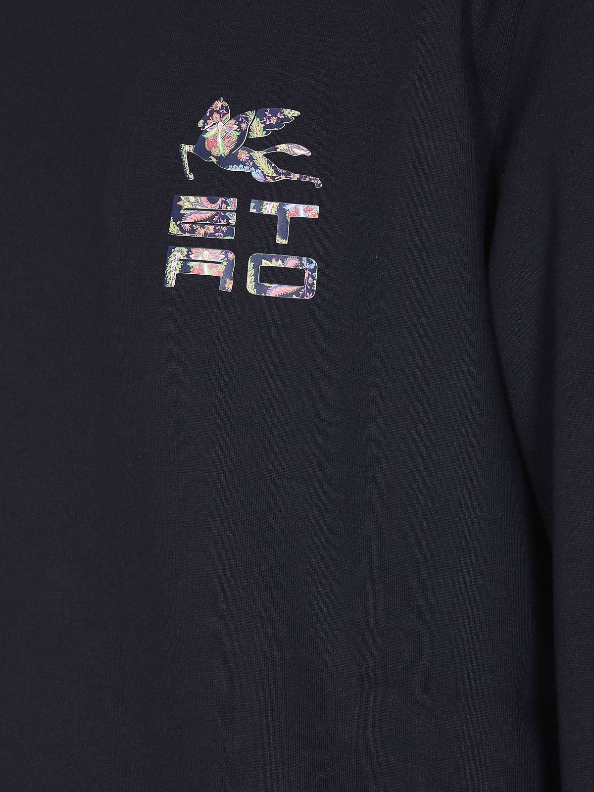 Shop Etro Cotton Sweatshirt With Front Logo In Blue