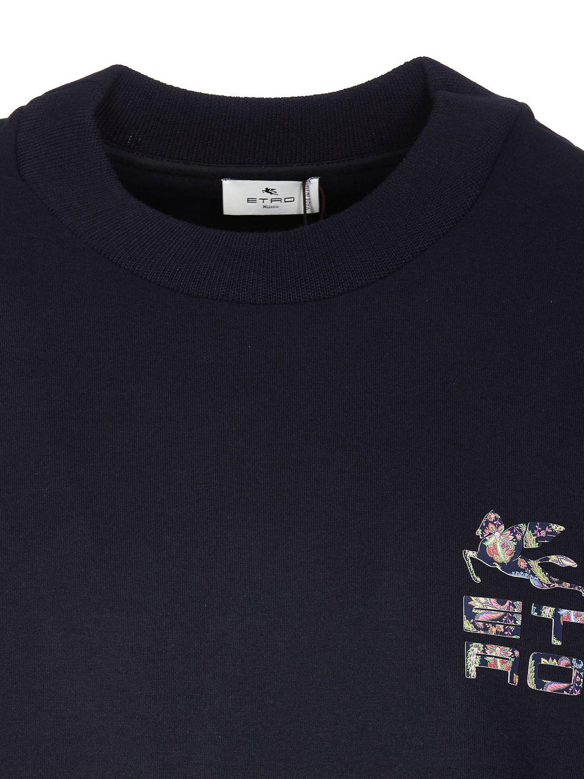 Shop Etro Cotton Sweatshirt With Front Logo In Blue