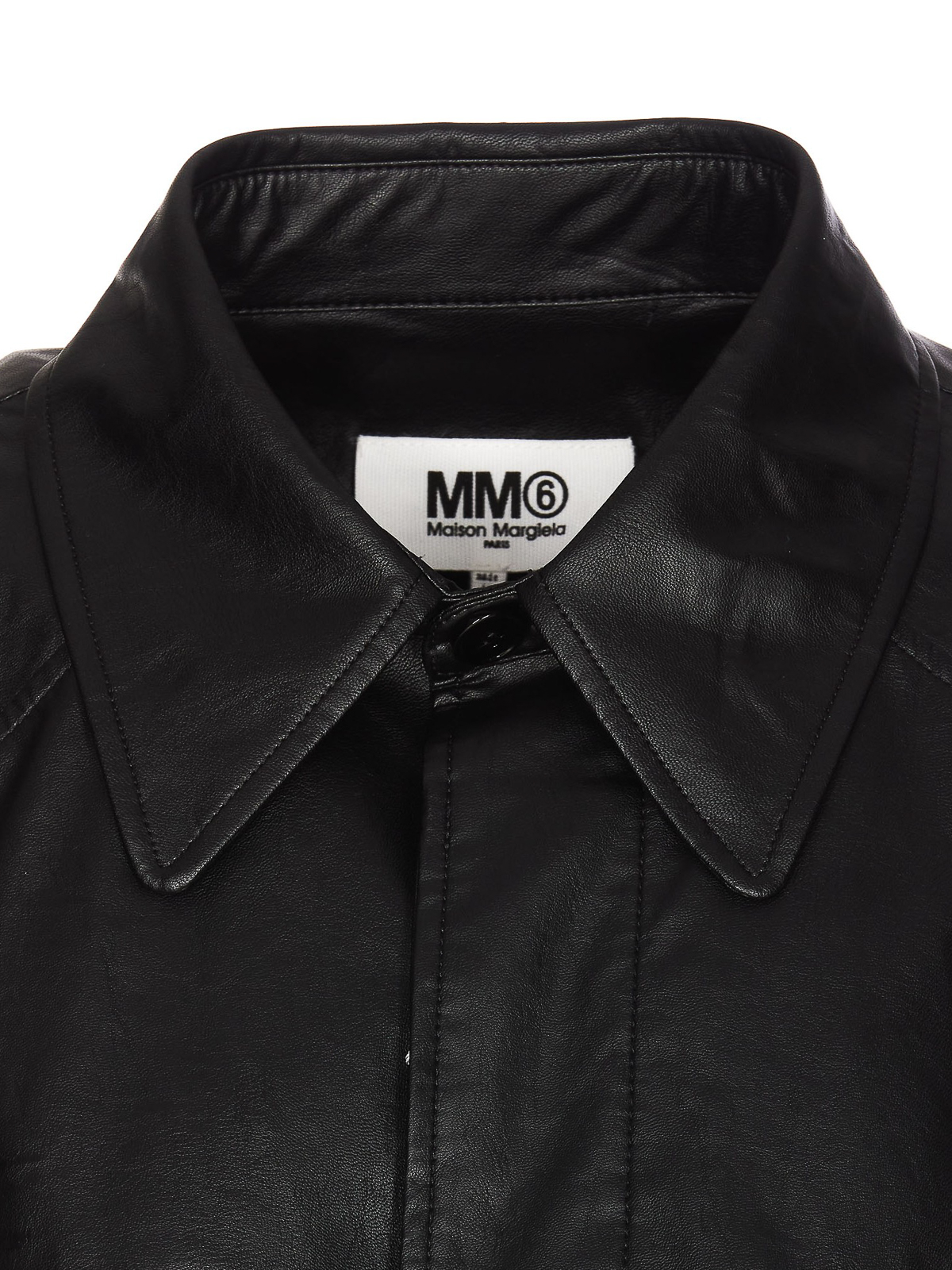 MM6 Black button faux-leather shirt 46 MM6 Maison Margiela
