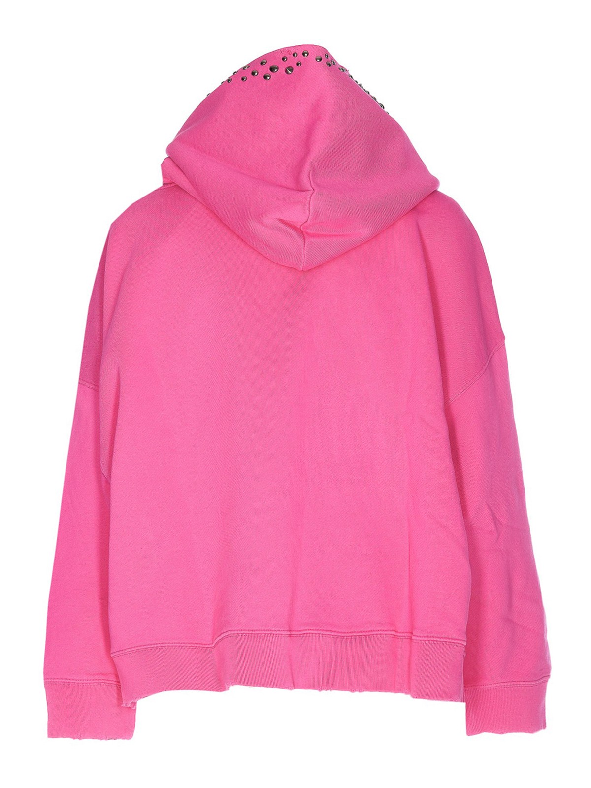 Shop Versace Cotton Hoodie With Studs Details In Pink