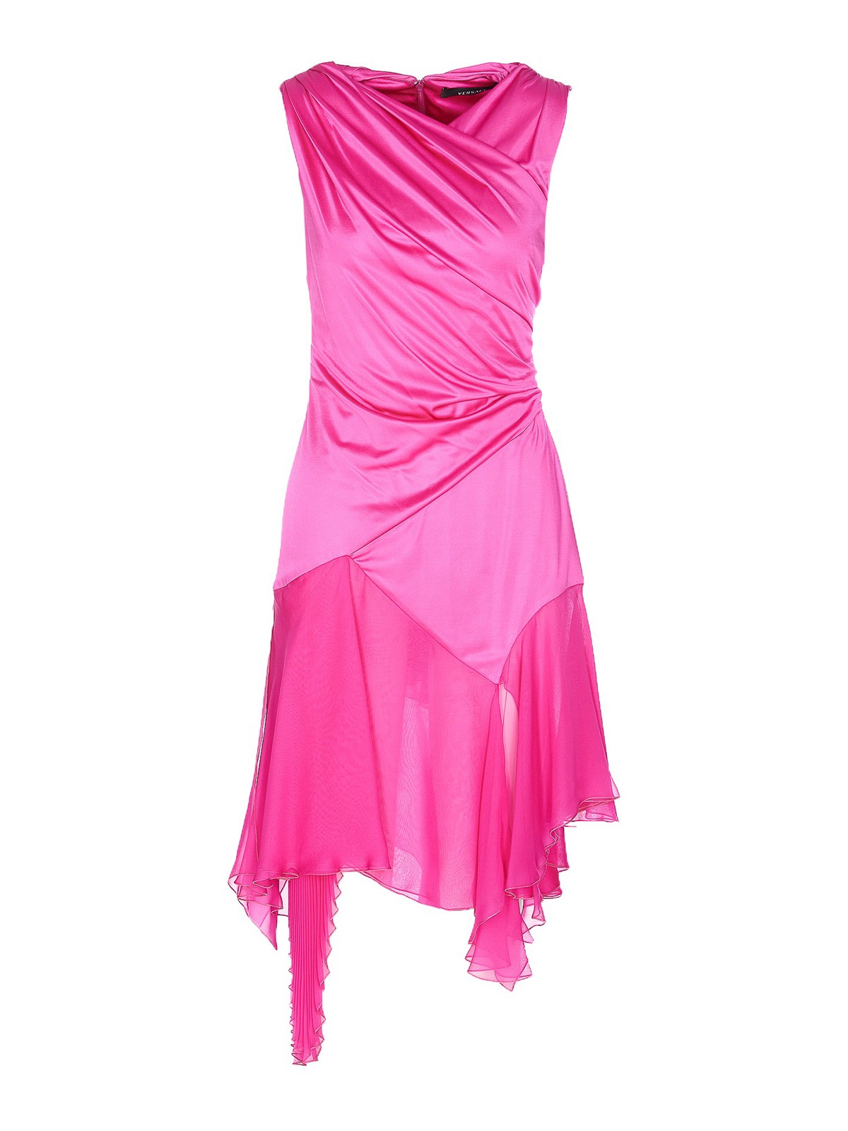 Versace Asymmetric Zipped Dress In Pink