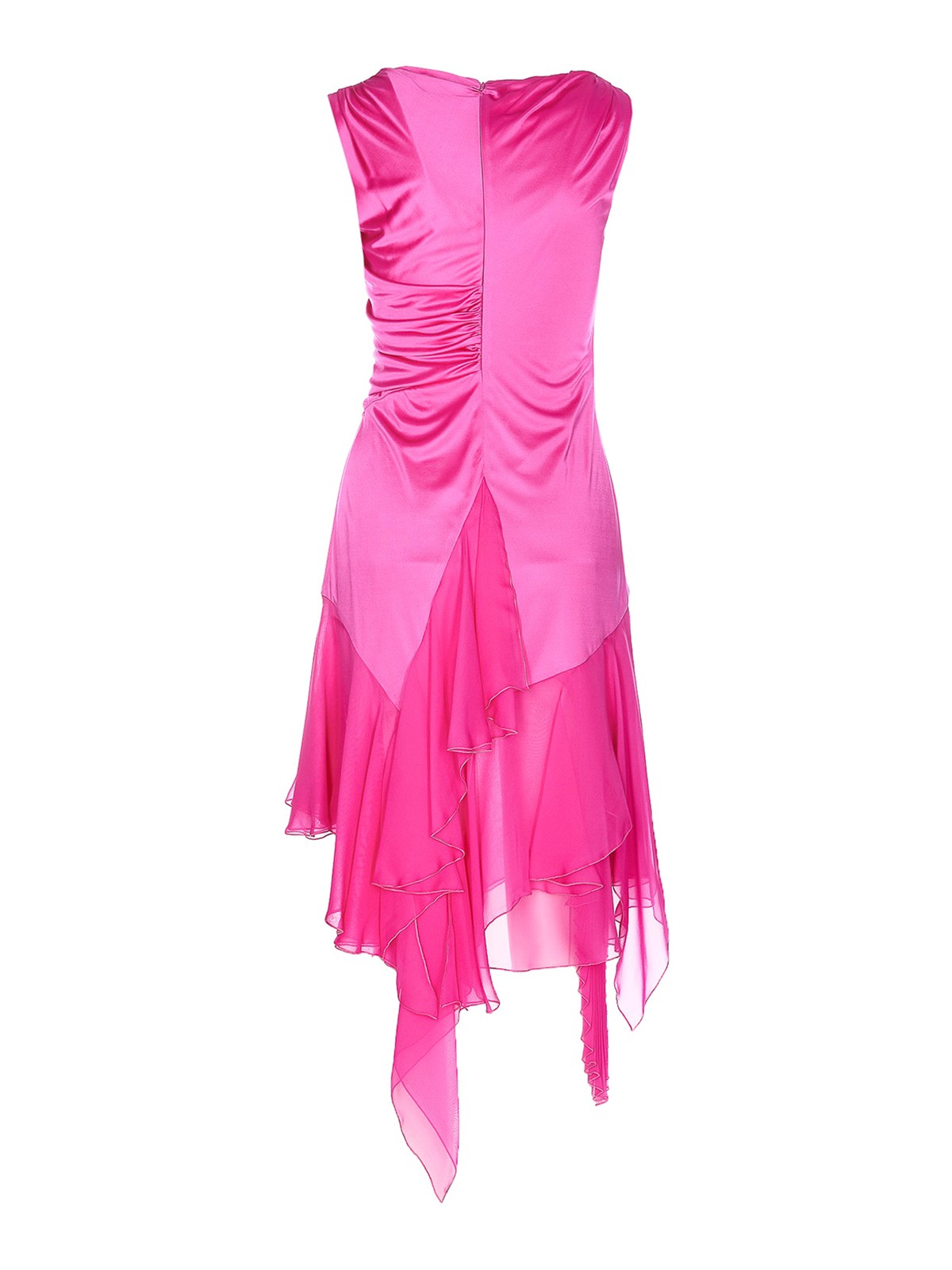 Shop Versace Asymmetric Zipped Dress In Pink
