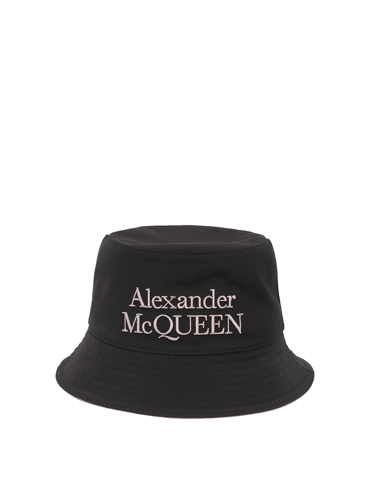Alexander Mcqueen Reversibile Bucket Hat With Embrodiered Logo In Black