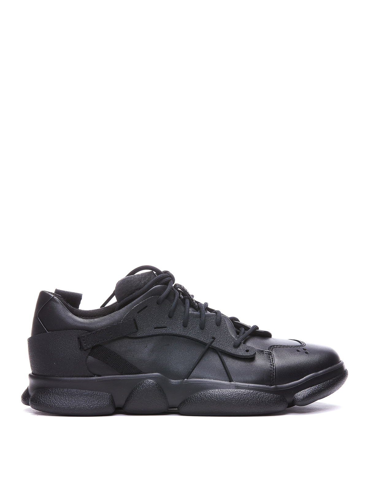 Shop Camper Detailed Karst Leather Sneakers In Black