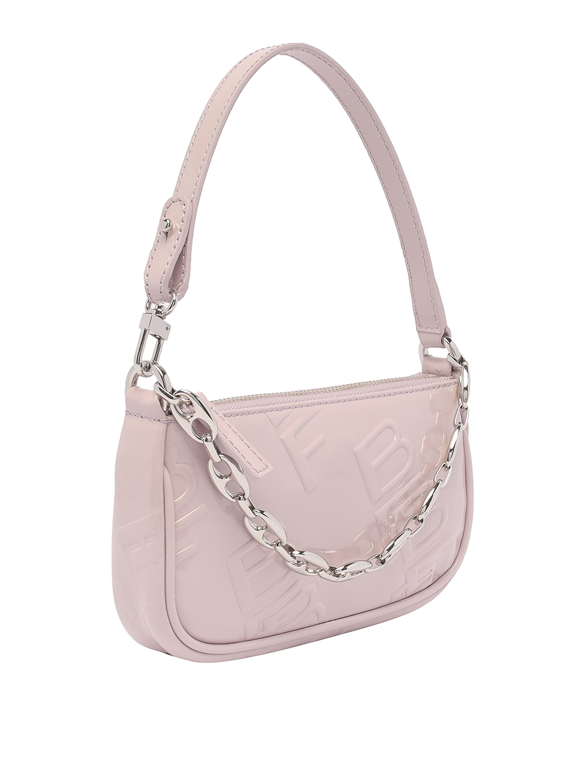 BY FAR: Pink Embossed Rachel Shoulder Bag