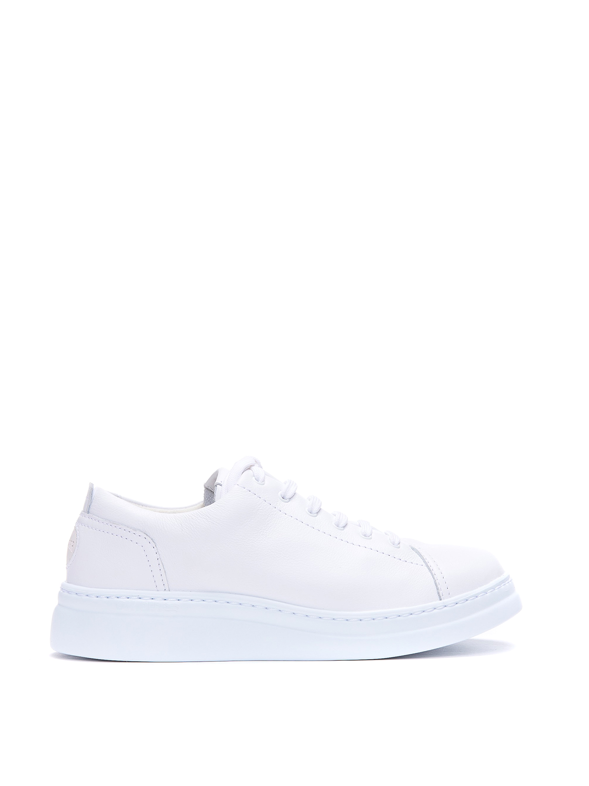 Shop Camper Logo Leather Sneakers In White