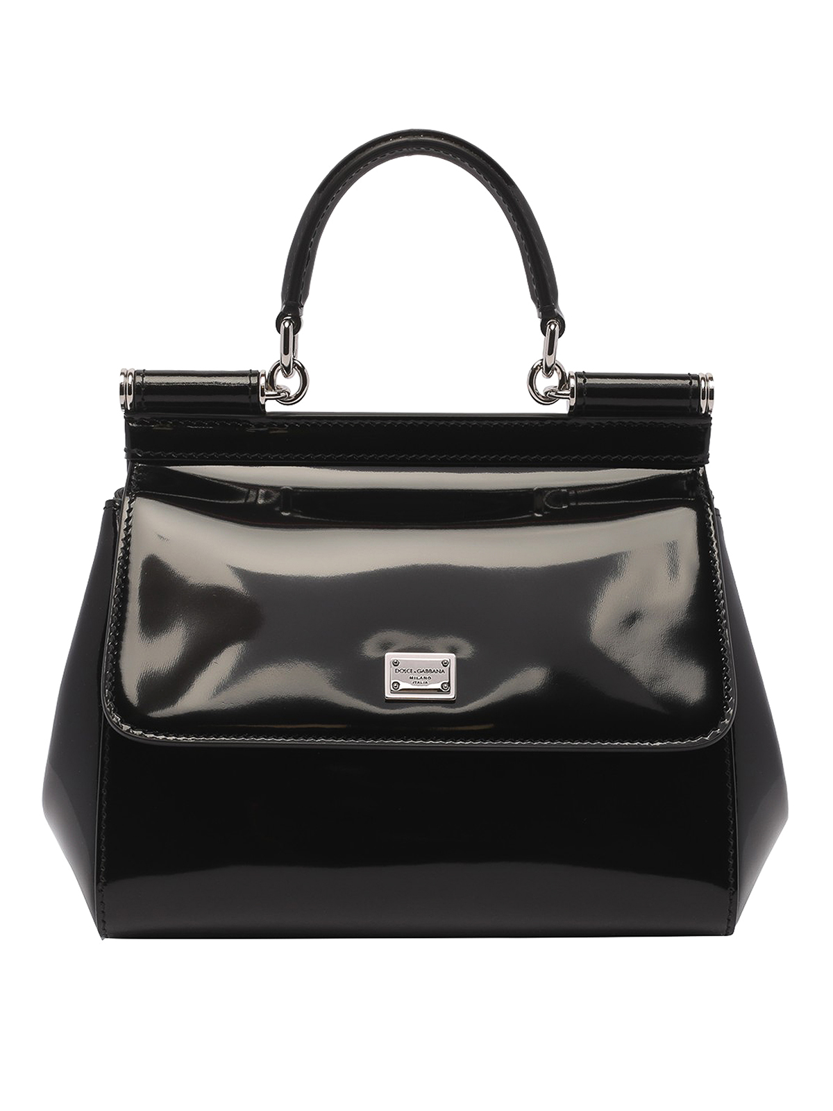 Dolce & Gabbana Patent Leather Sicily Bag In Black