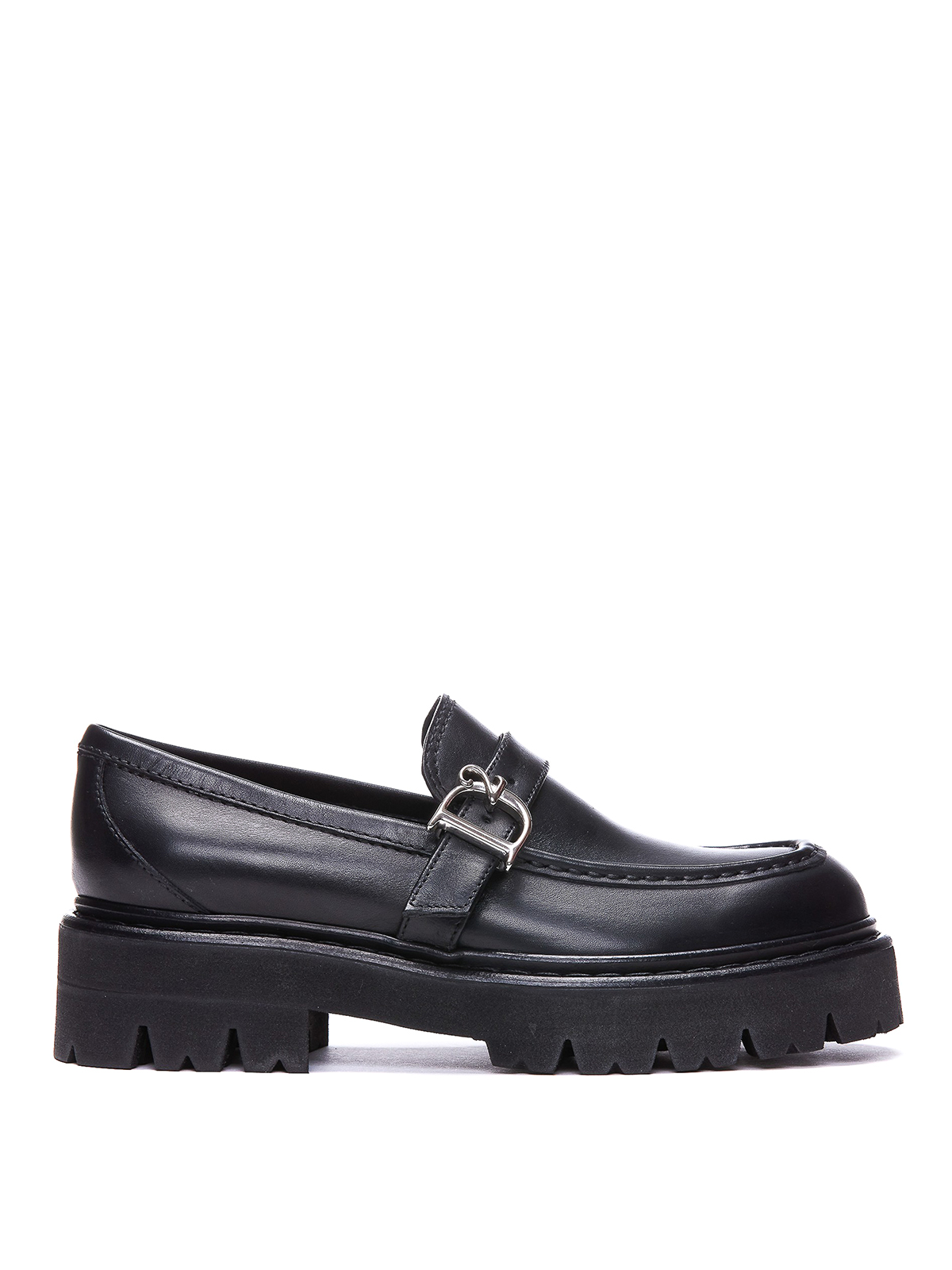 DSQUARED2 D2 STATEMENT LEATHER LOAFERS WITH LOGO PLAQUE