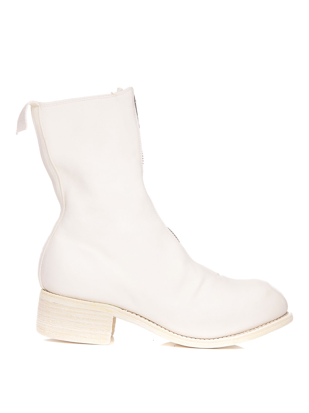 Guidi Front-zip Leather Boots In White