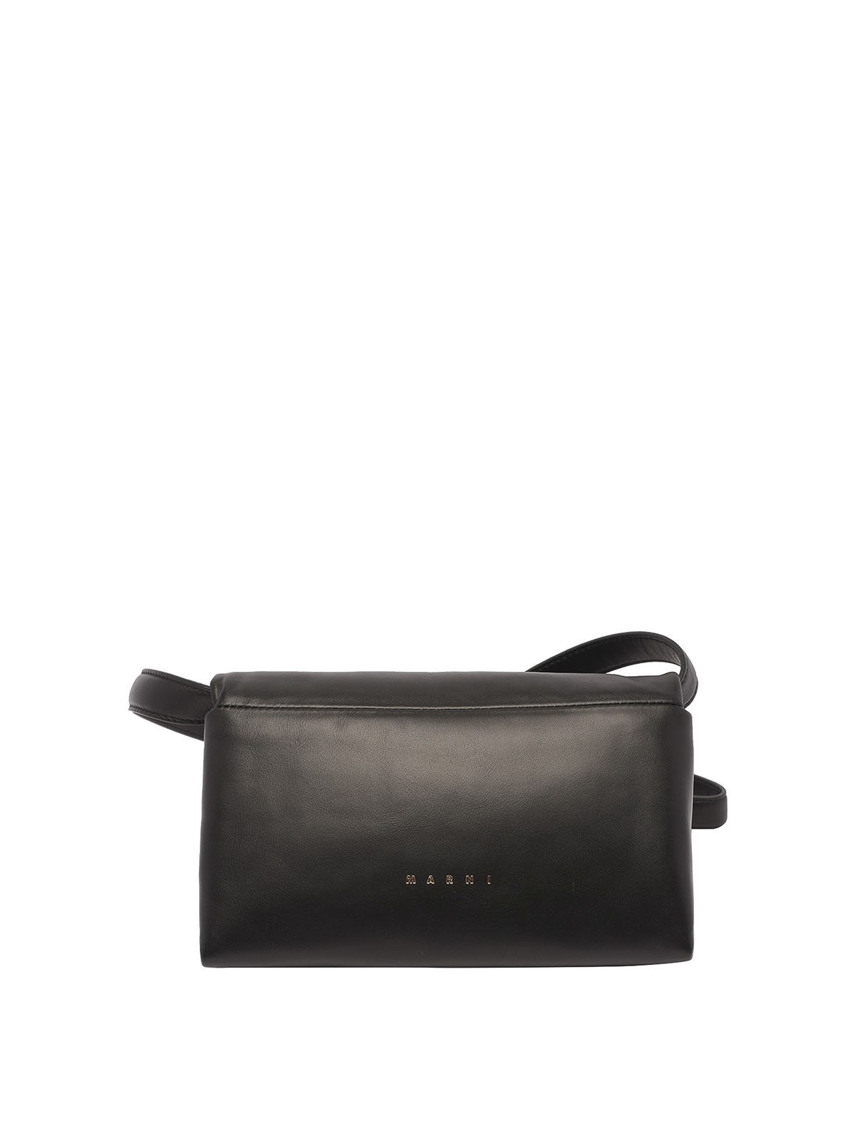 Shop Marni Logo Leather Bag With Snap Clousure In Negro