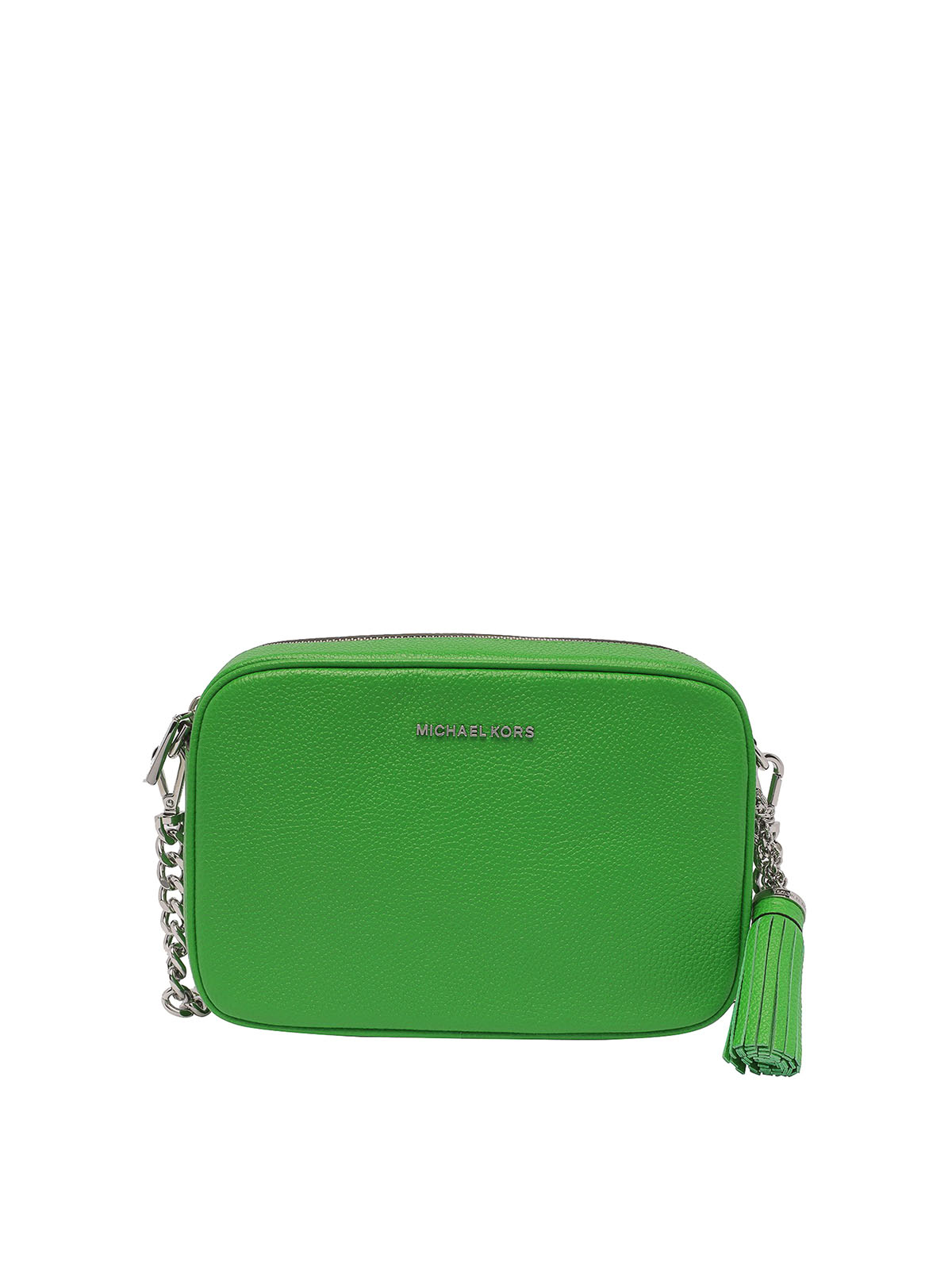Michael Michael Kors Hammered Leather Bag With Logo In Green