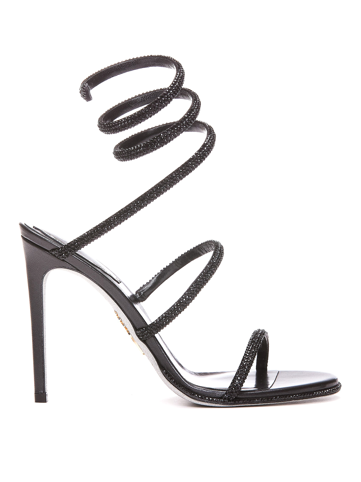 Shop René Caovilla Cleo Leather Sandals With Gladiator Lace In Negro