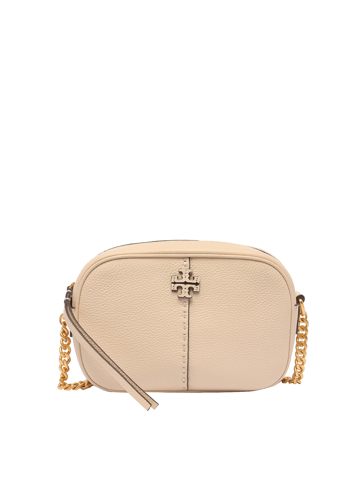 Tory Burch Embossed Logo Leather Camera Bag In Beige