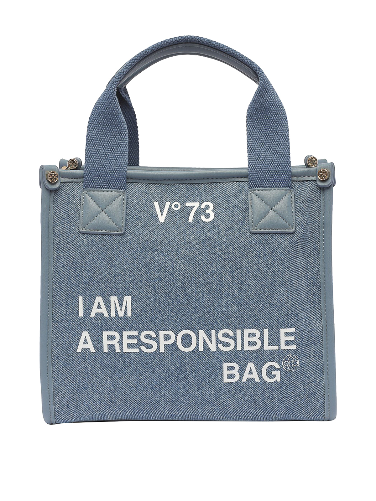 Shop V73 Denim Logo Bag With Strap In Black