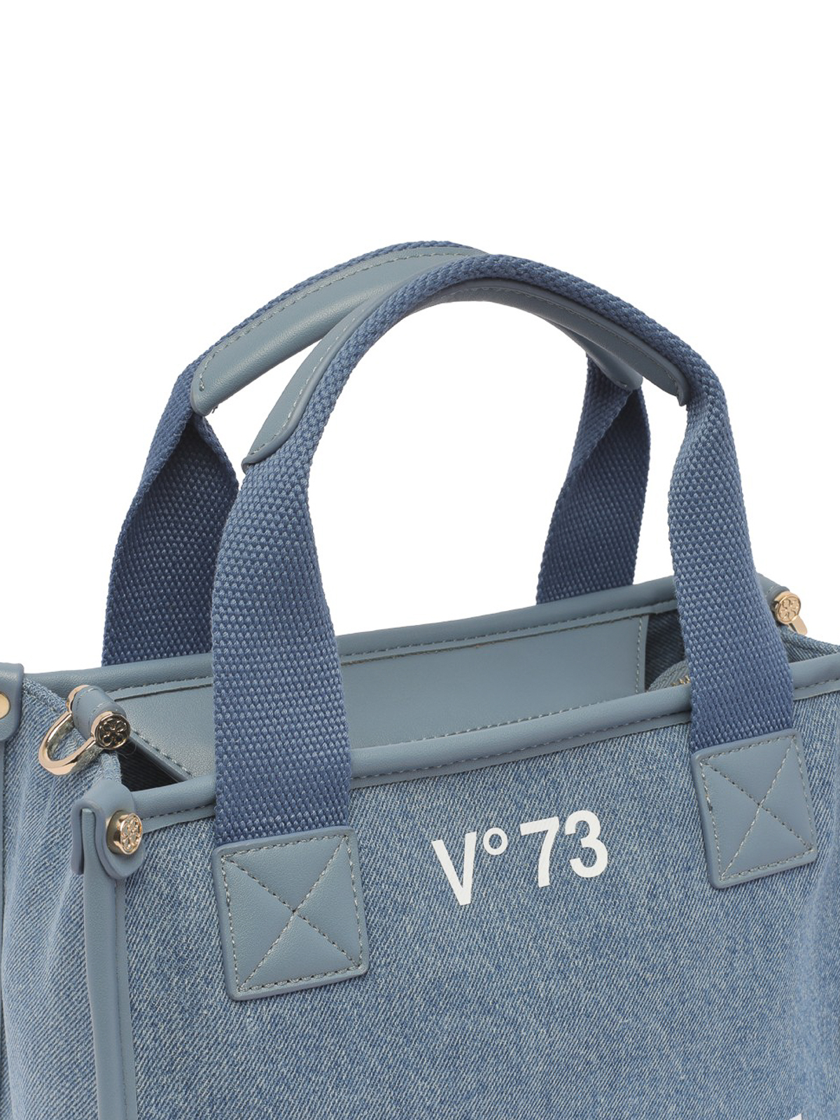 Shop V73 Denim Logo Bag With Strap In Black