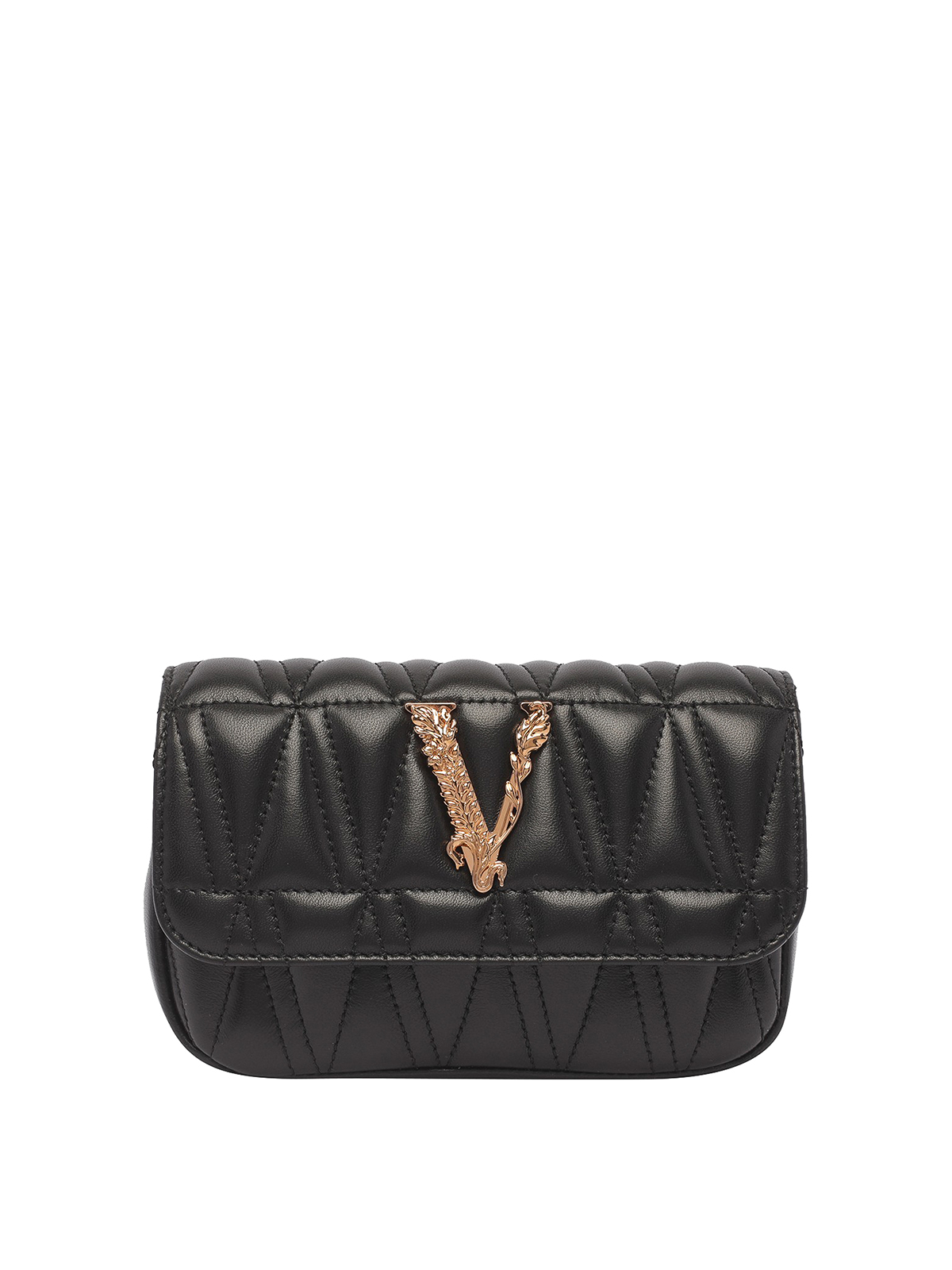 Versace Virtus Quilted Leather Bag In Black