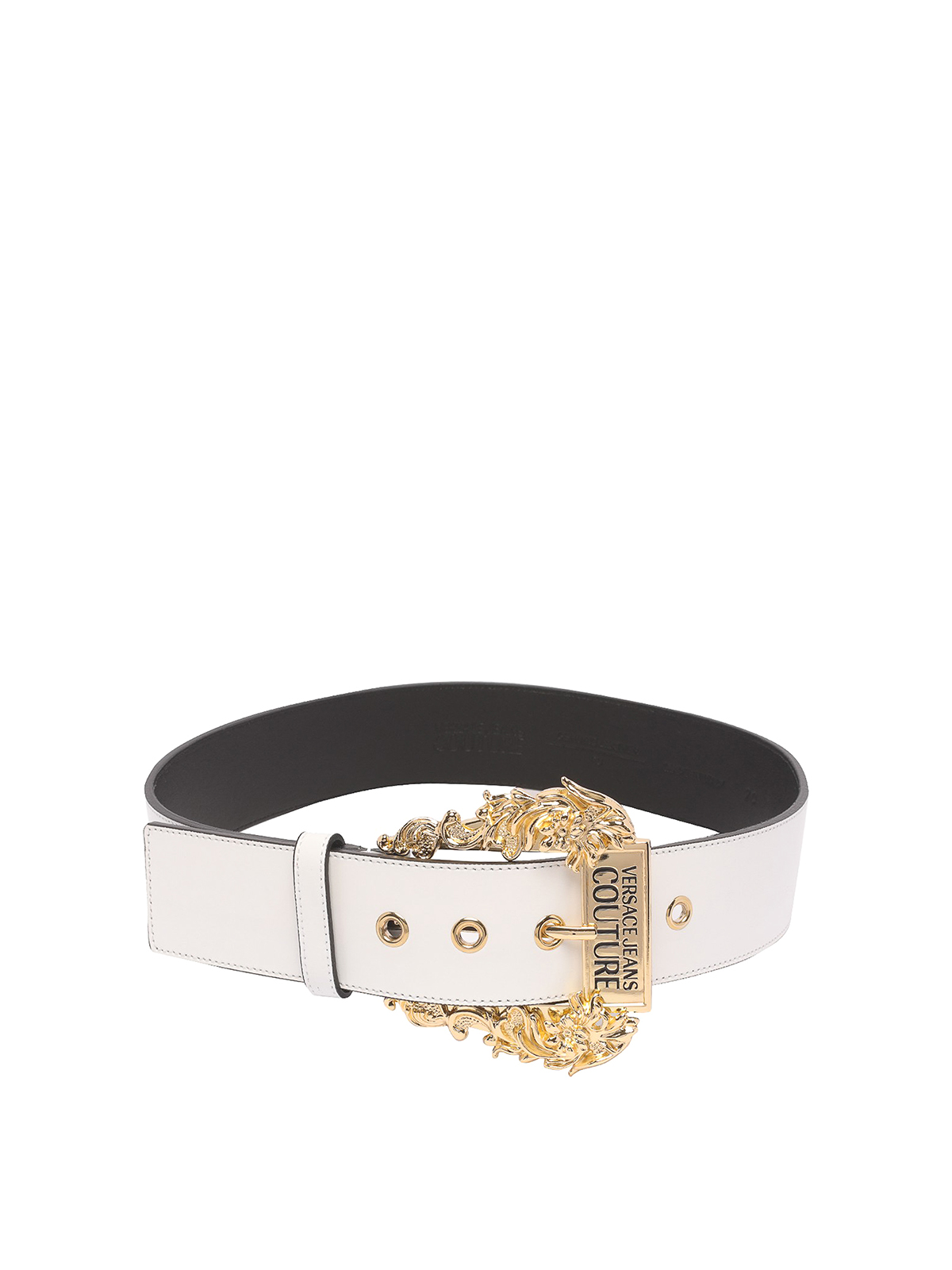 Versace Jeans Couture Logo Leather Belt In White