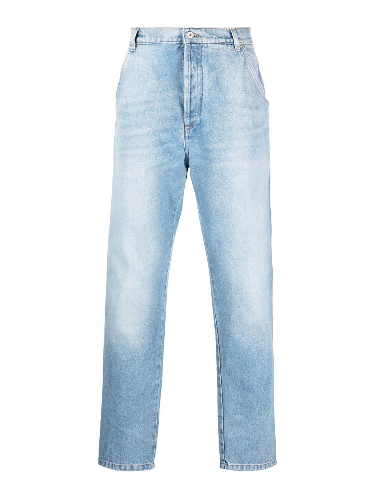 Balmain Monogram Straight-leg Jeans In Light Wash