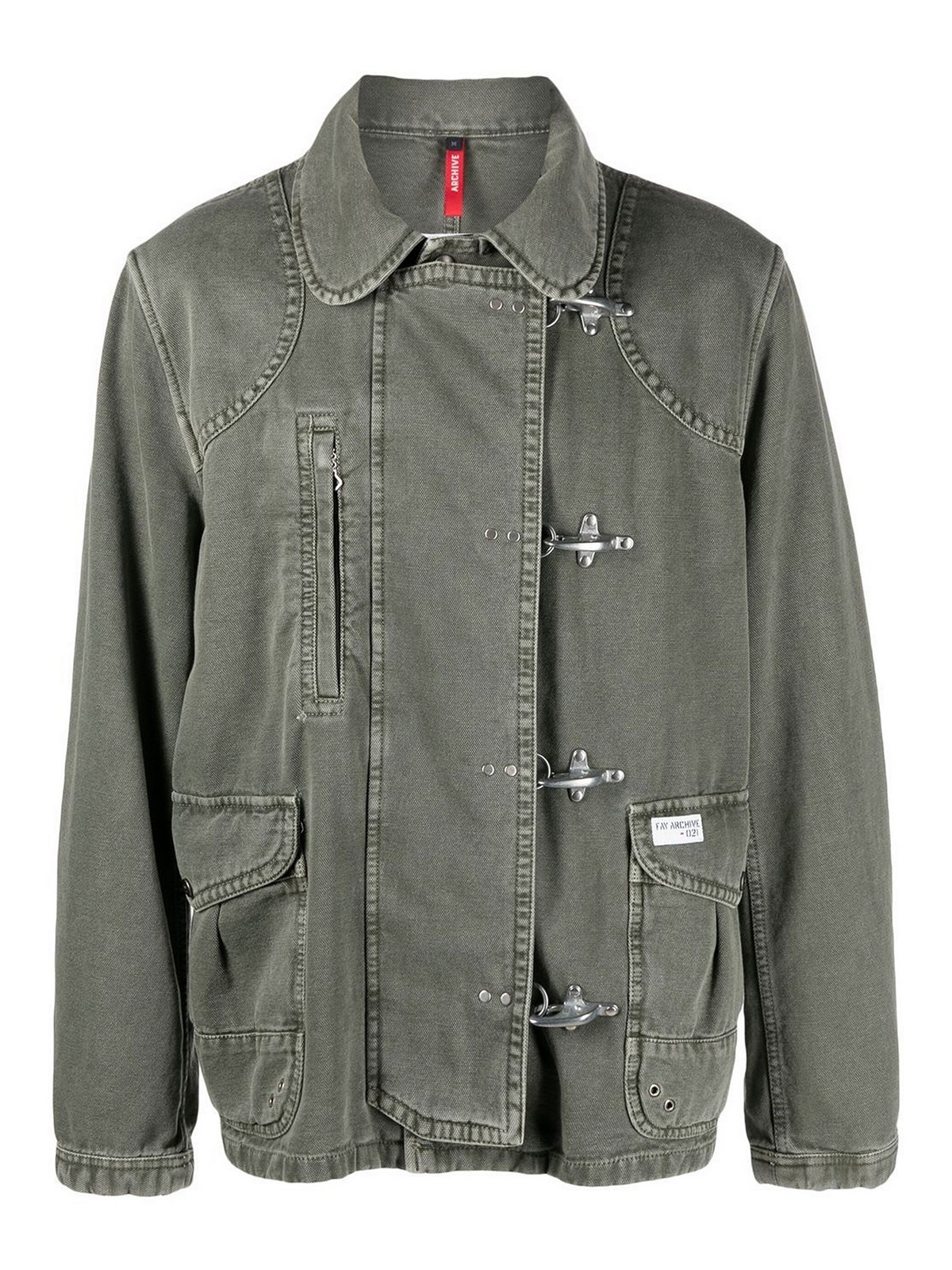 Fay Clip-fastening Denim Jacket With Logo In Grey