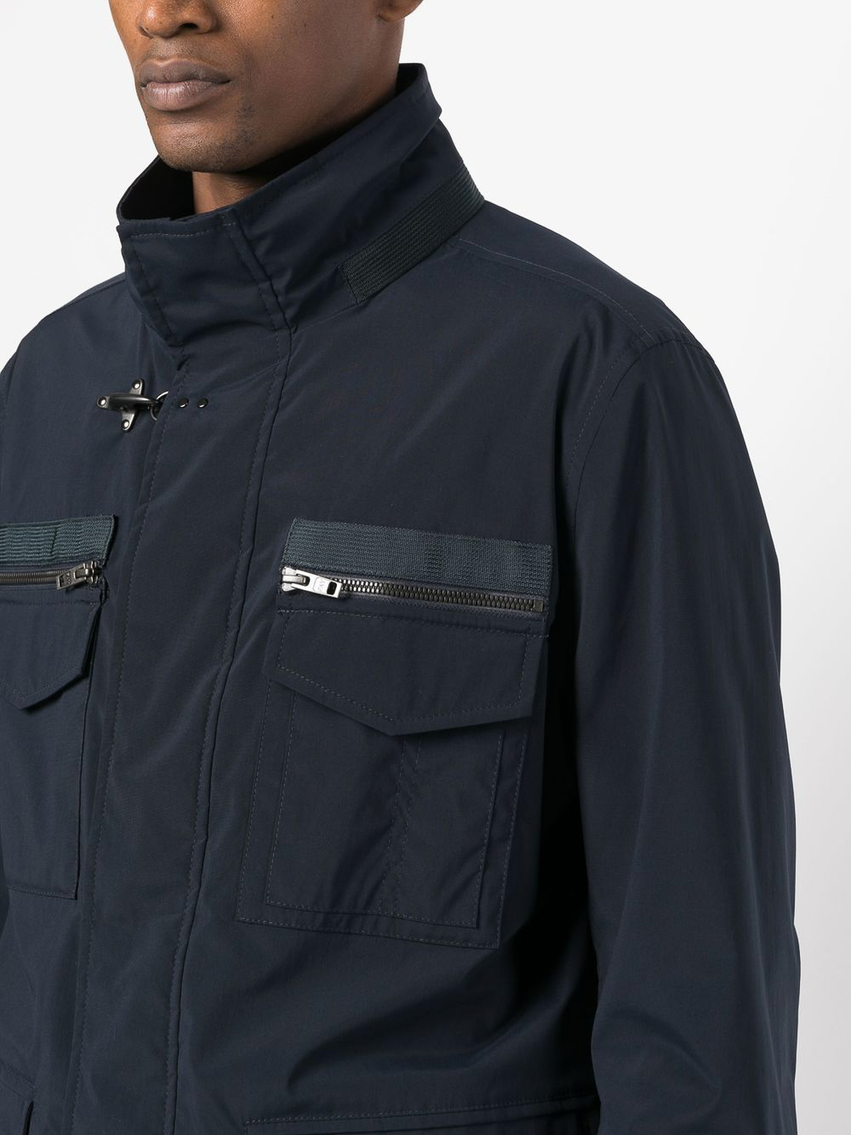 Shop Fay Multiple-pocket Zip-fastening Jacket In Blue