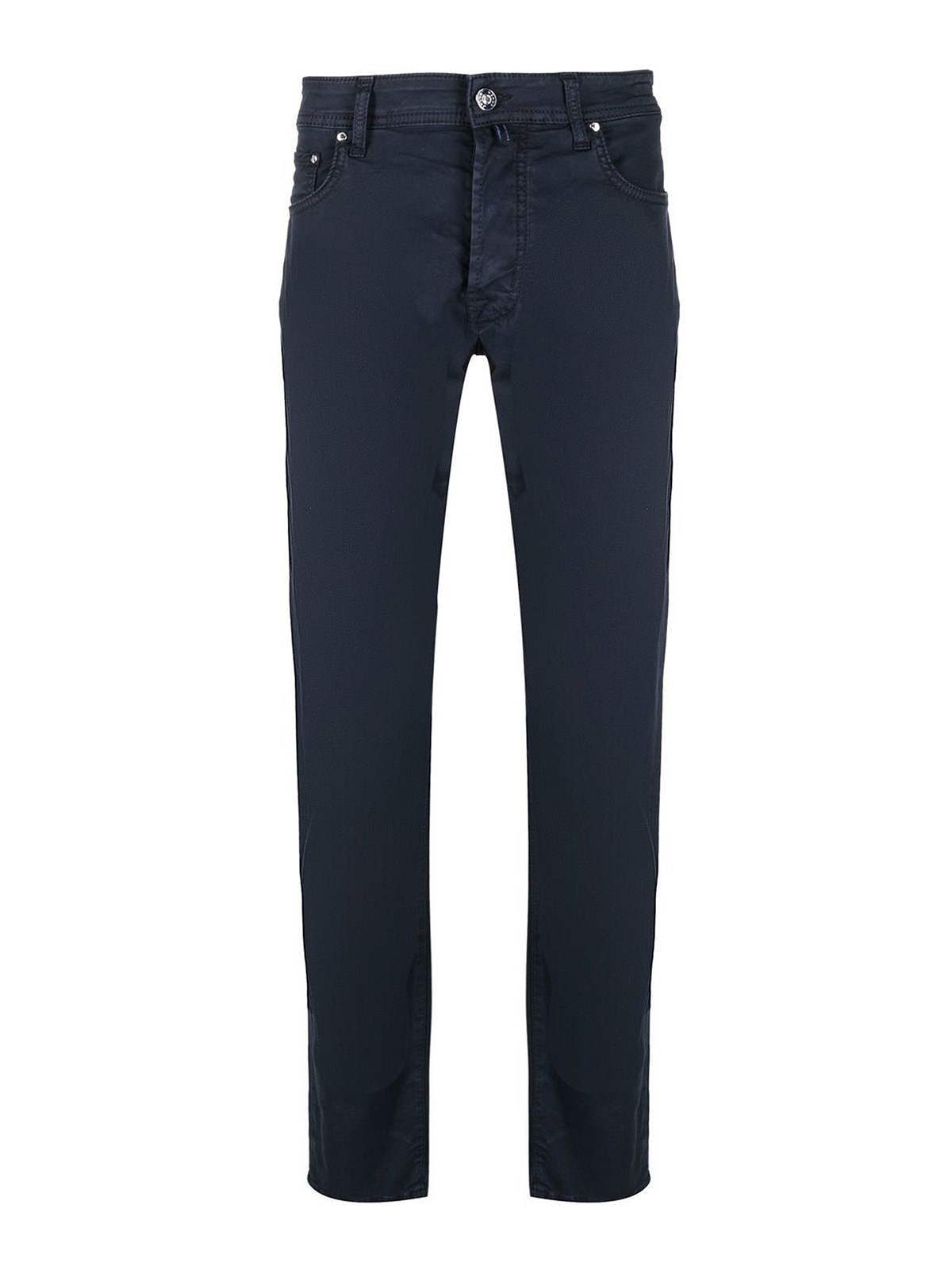 Jacob Cohen Cotton Blend Mid-rise Slim-cut Trousers In Blue