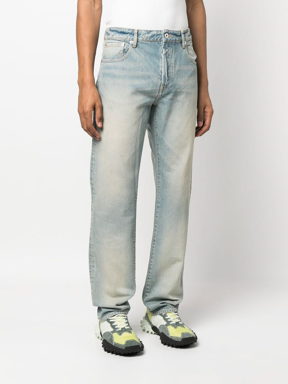 Shop Kenzo Straight-leg Jeans In Light Wash
