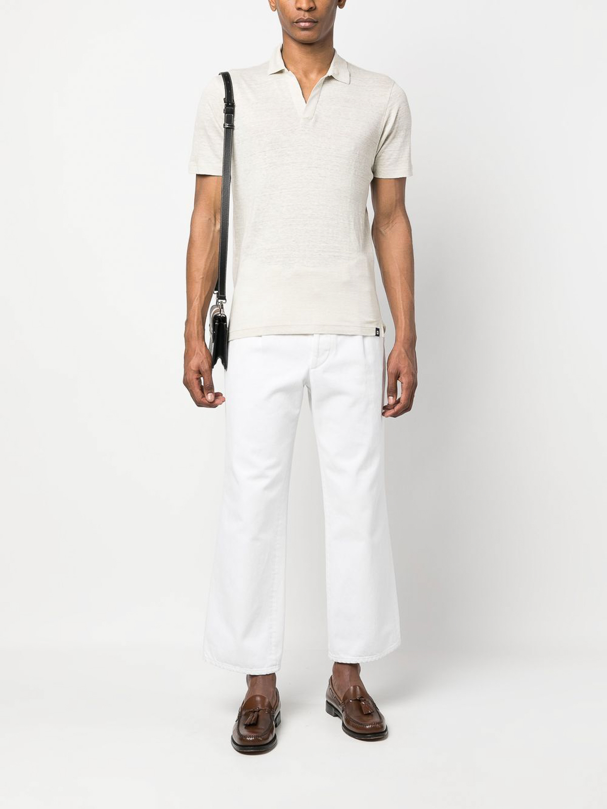 Lardini Short-sleeve linen polo shirt - Beige