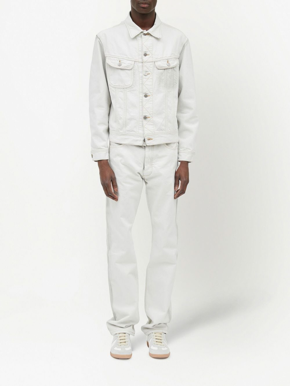 Shop Maison Margiela Cotton Denim Jacket In White