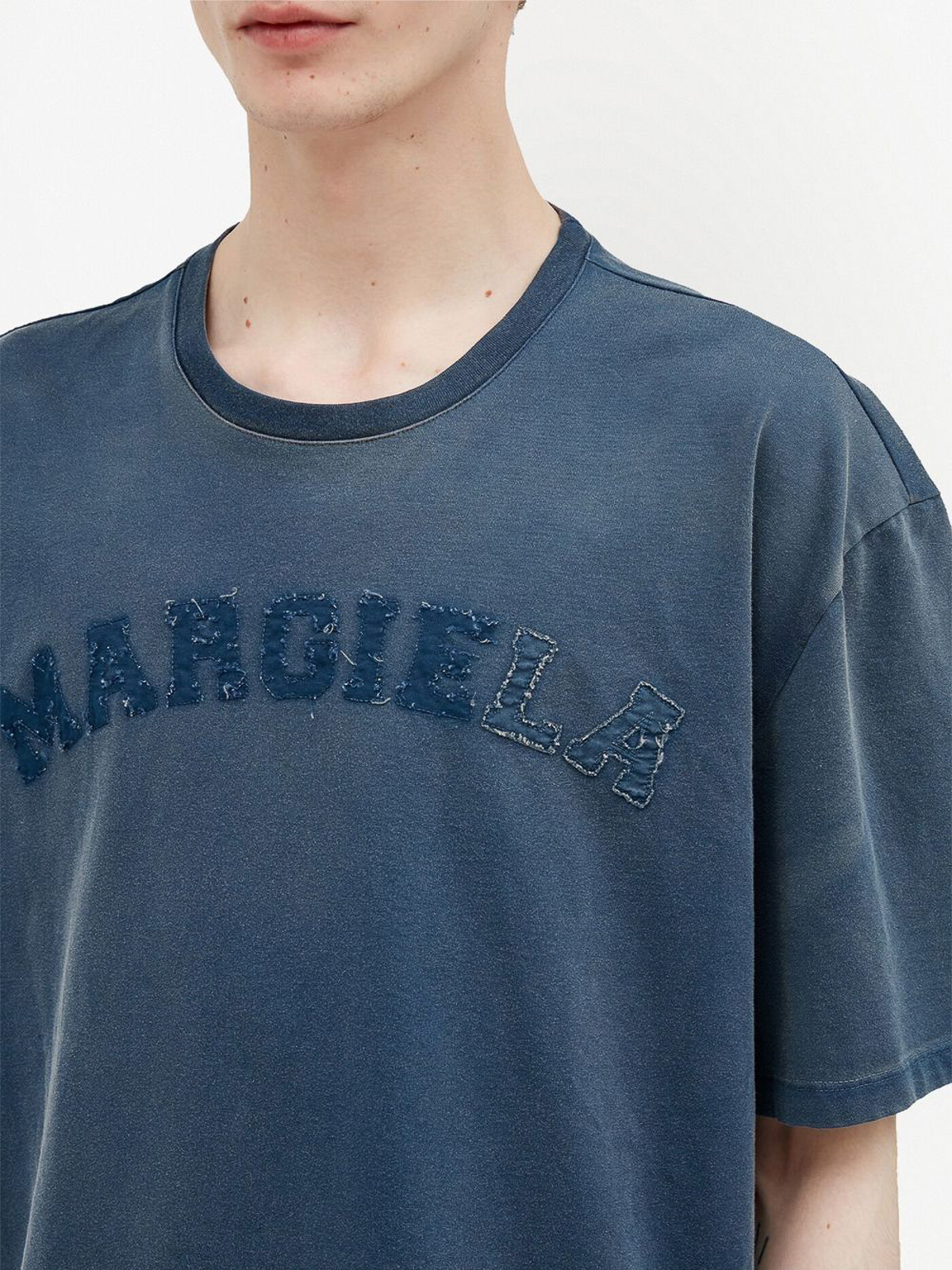 Maison Margiela ロゴコットンTシャツ Sサイズ ブルー Logo cotton T-shirt in blue - Maison Margiela | Mytheresa