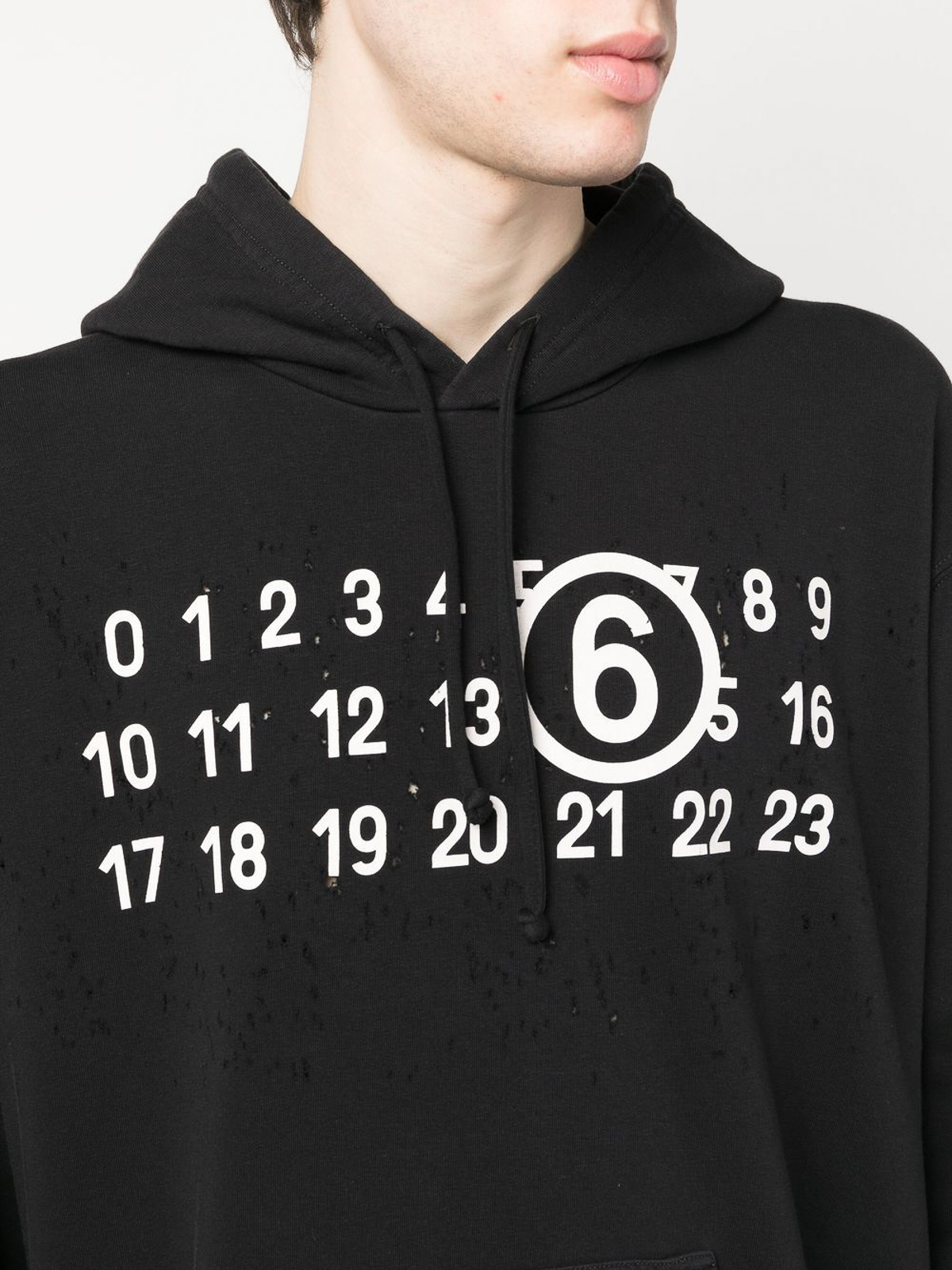 【MM6 MAISON MARGIELA】 LOGO PRINT DETAIL HOODIE (IVORY) MM6 Maison Margiela Logo-print detail hoodie