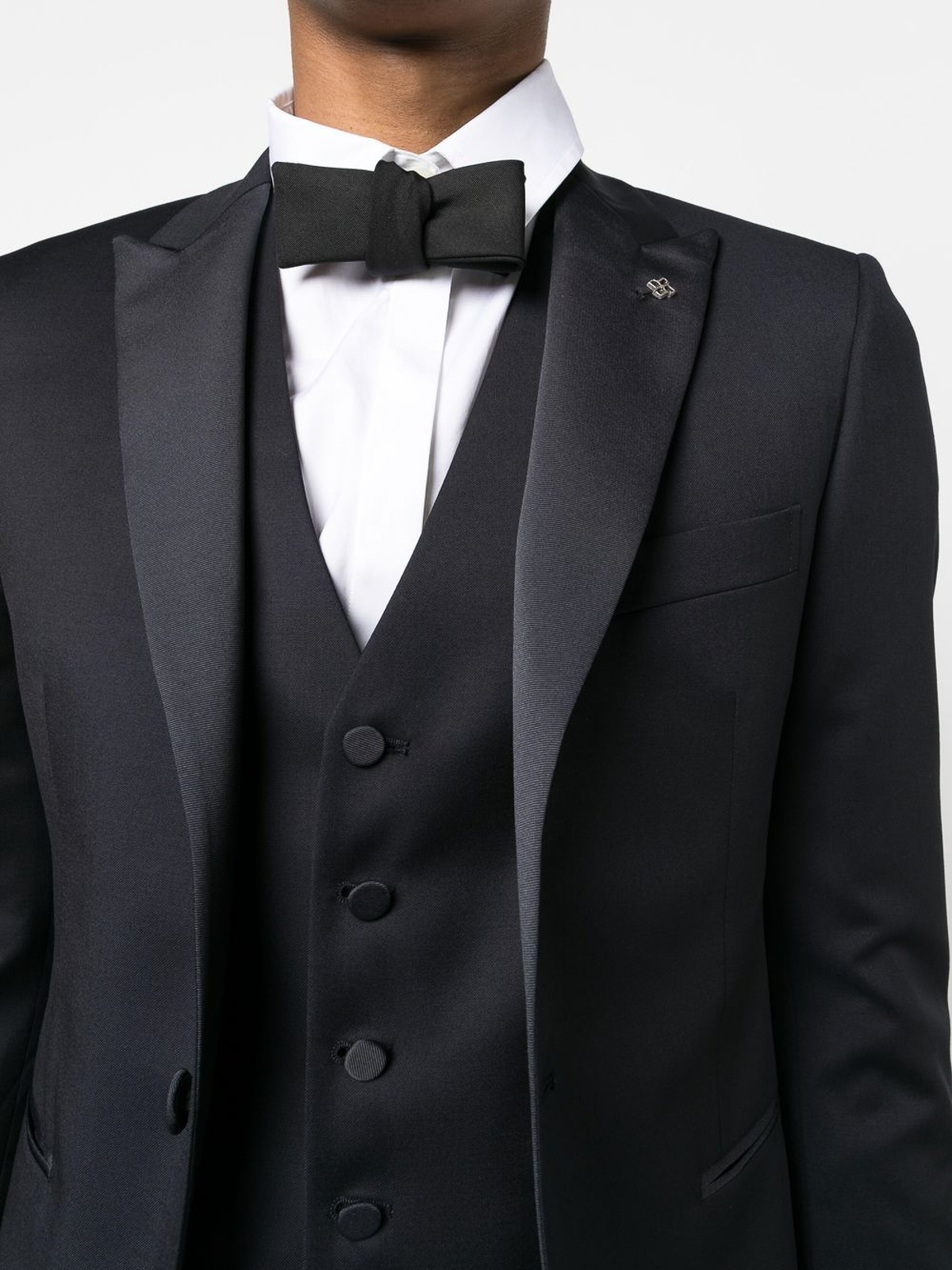 Shop Tagliatore Three-piece Tuxedo Suit In Blue